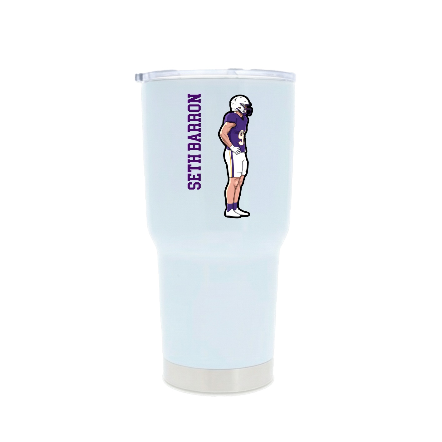 30oz Stainless Steel Tumbler — Name Vertical in White