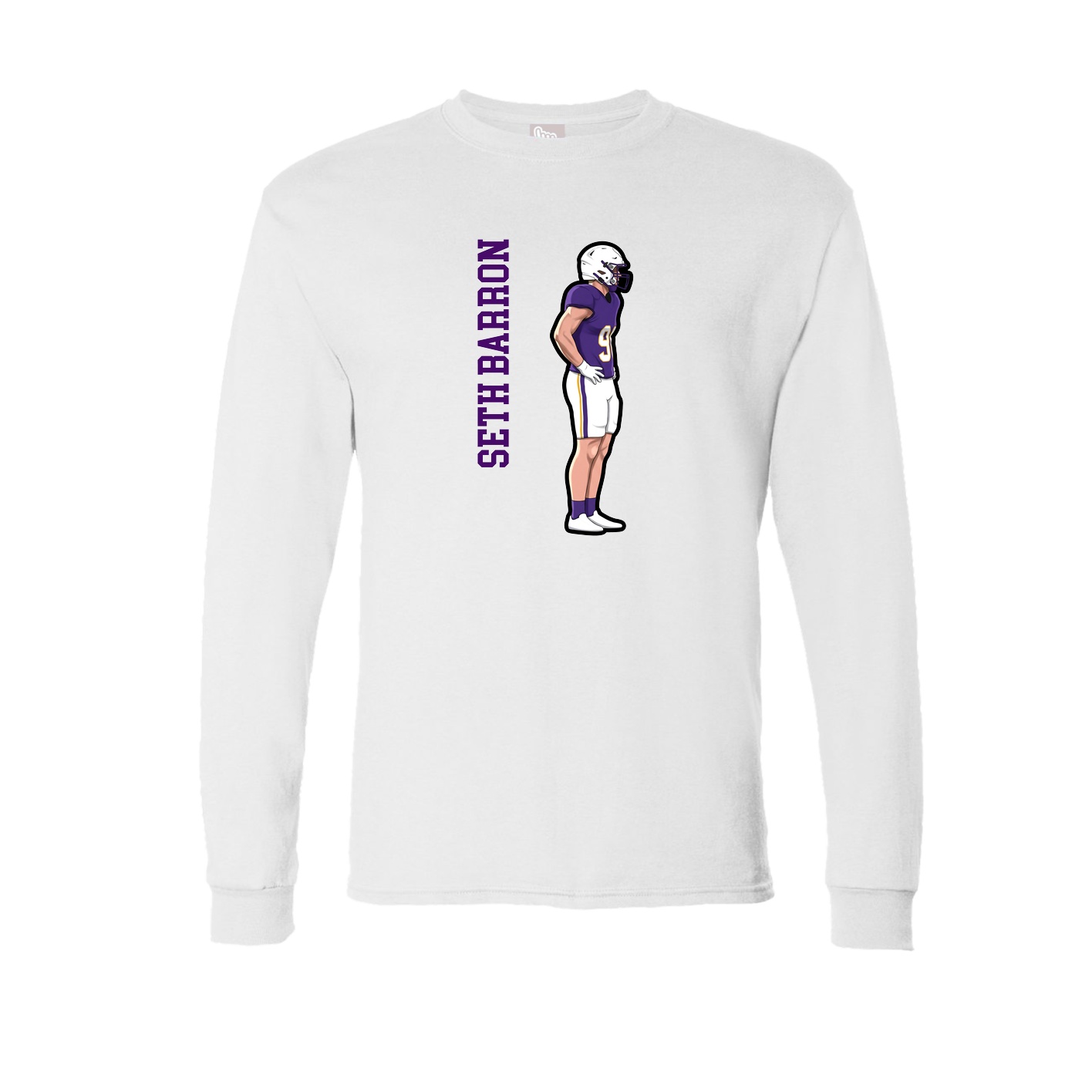 Long Sleeve Tee — Name Vertical in White