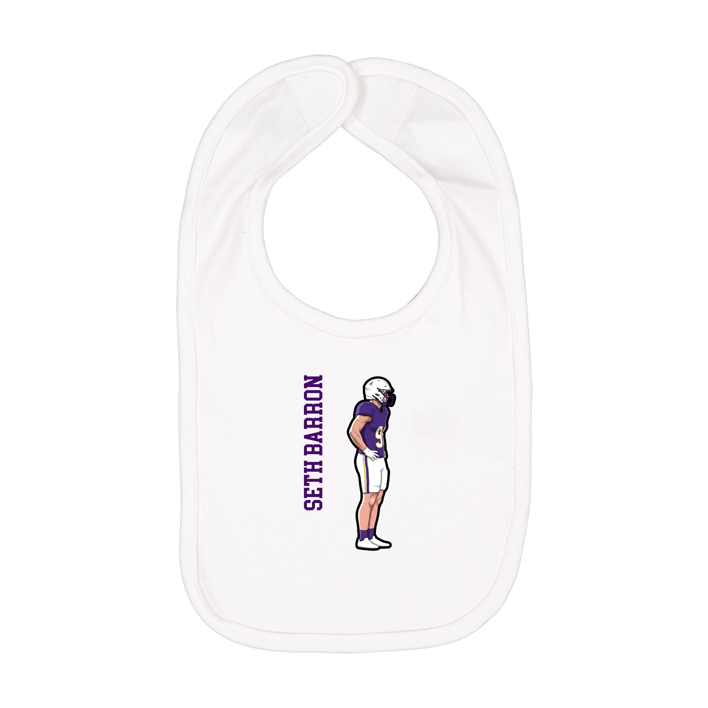 Infant Bib — Name Vertical in White