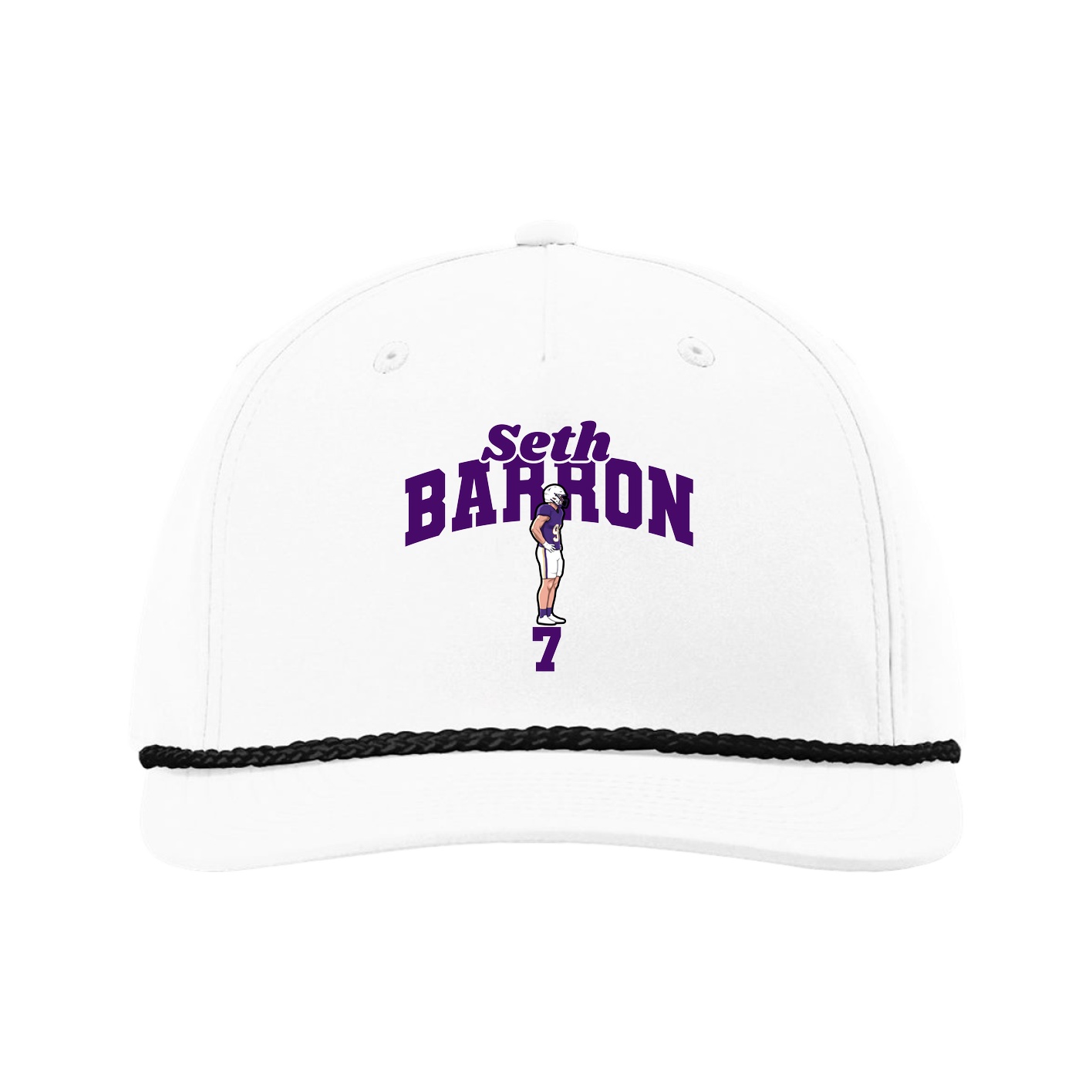Five-Panel Classic Rope Cap — Signature Arch in White