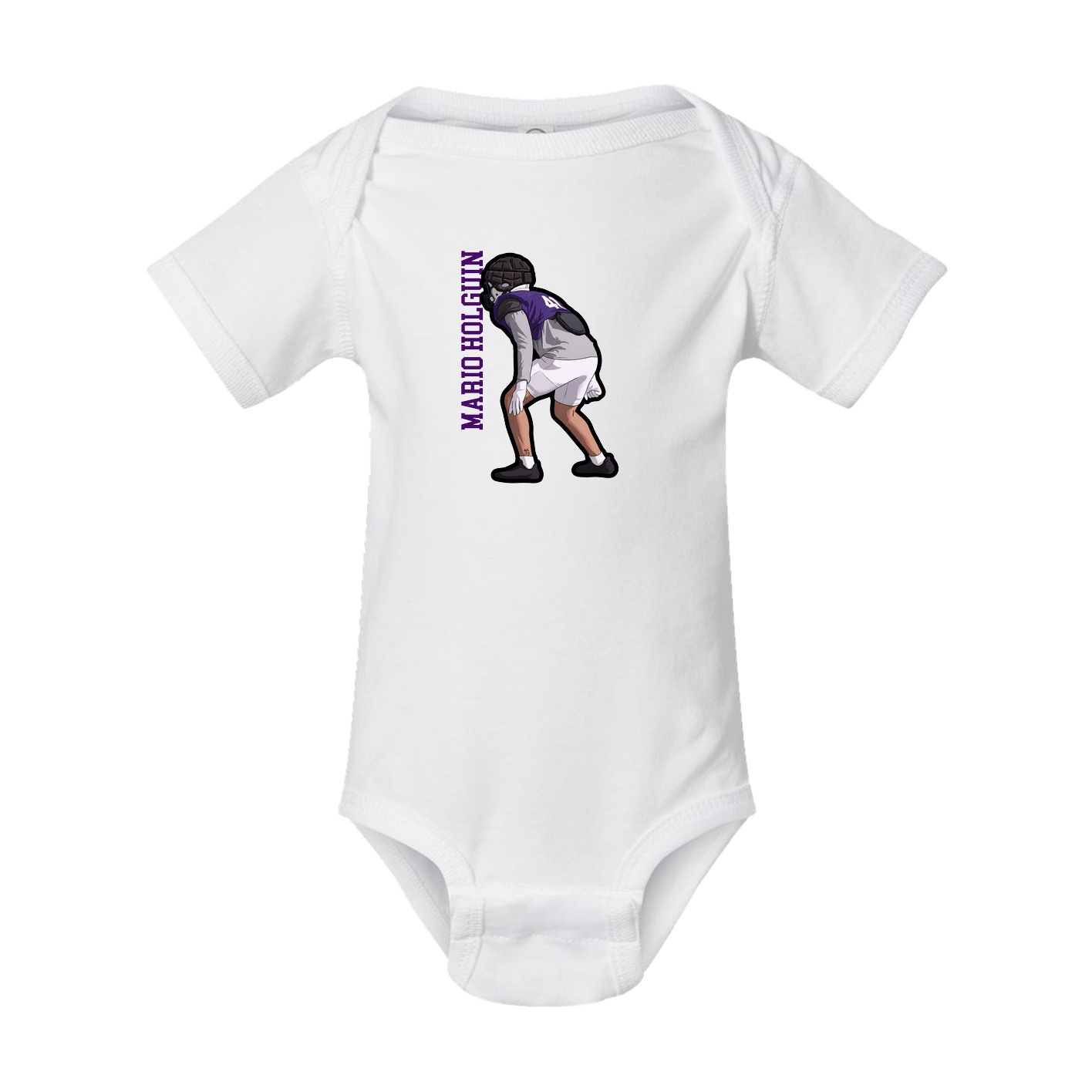 Baby Onesie — Name Vertical in White
