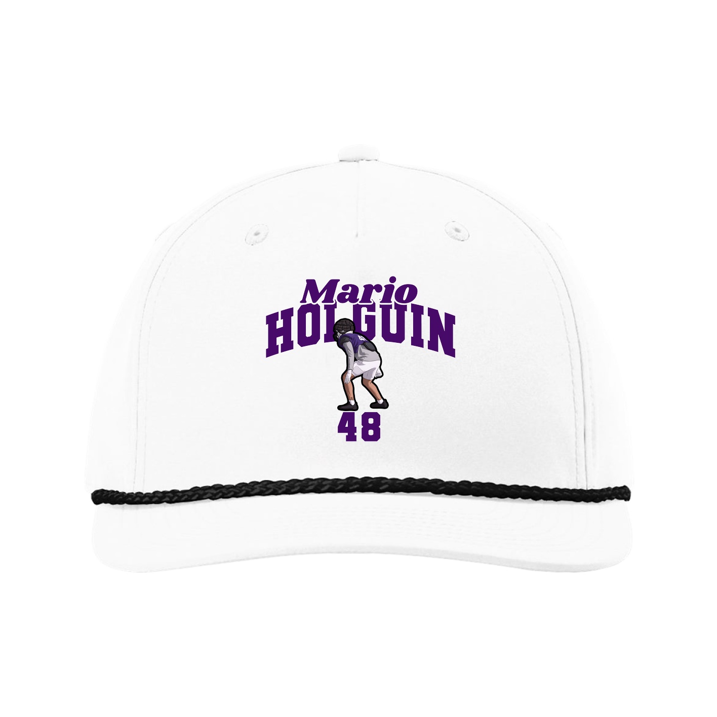 Five-Panel Classic Rope Cap — Signature Arch in White
