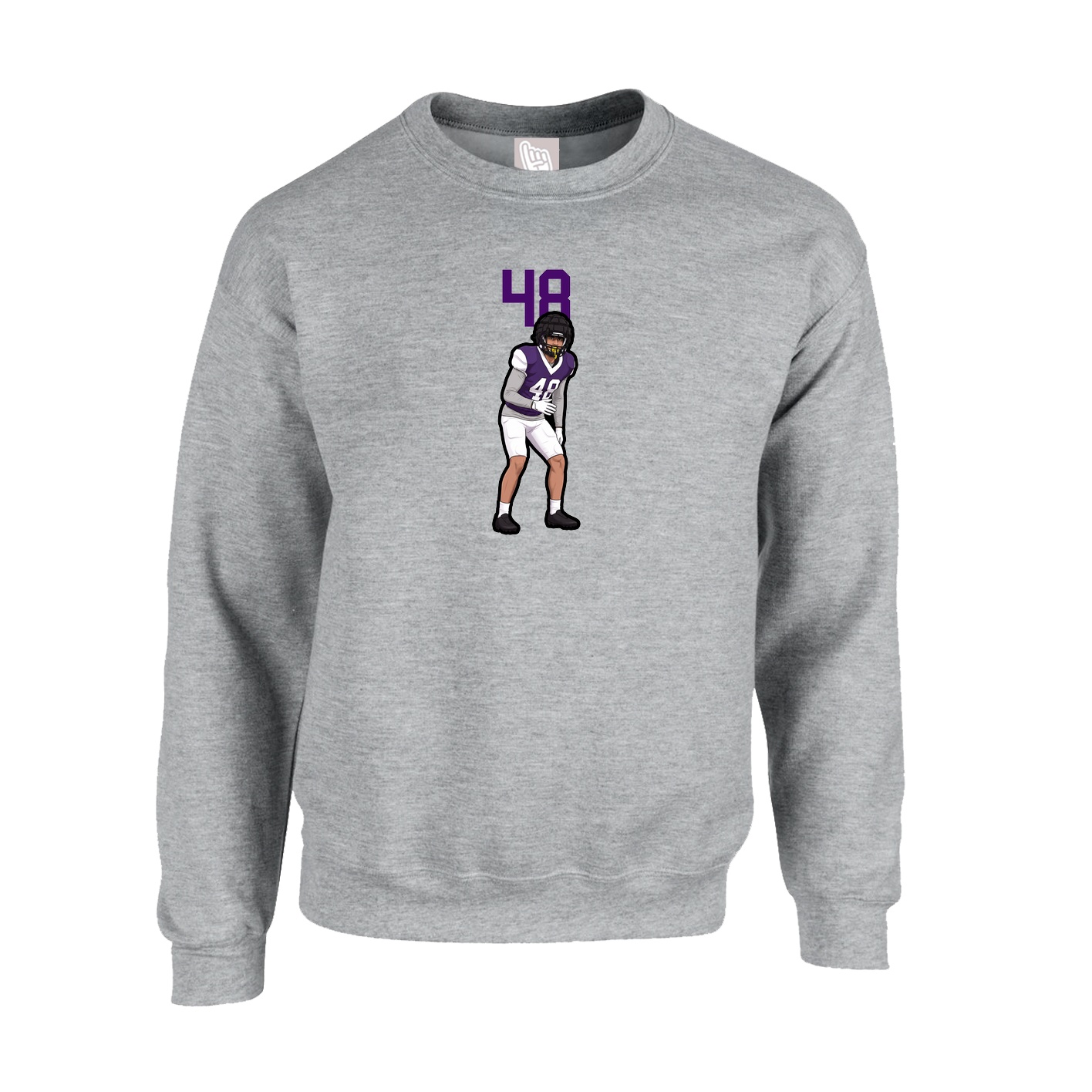Fleece Crew — Number Top in Grey