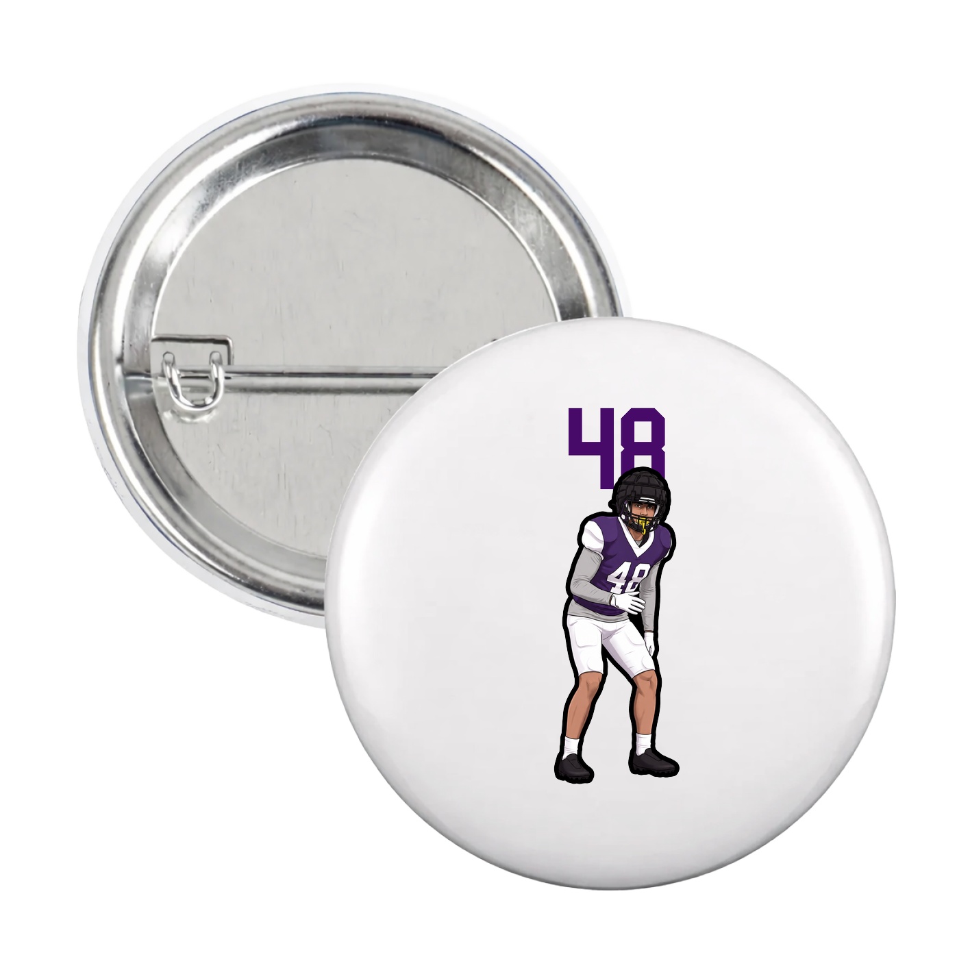 Game Day Button — Number Top in White