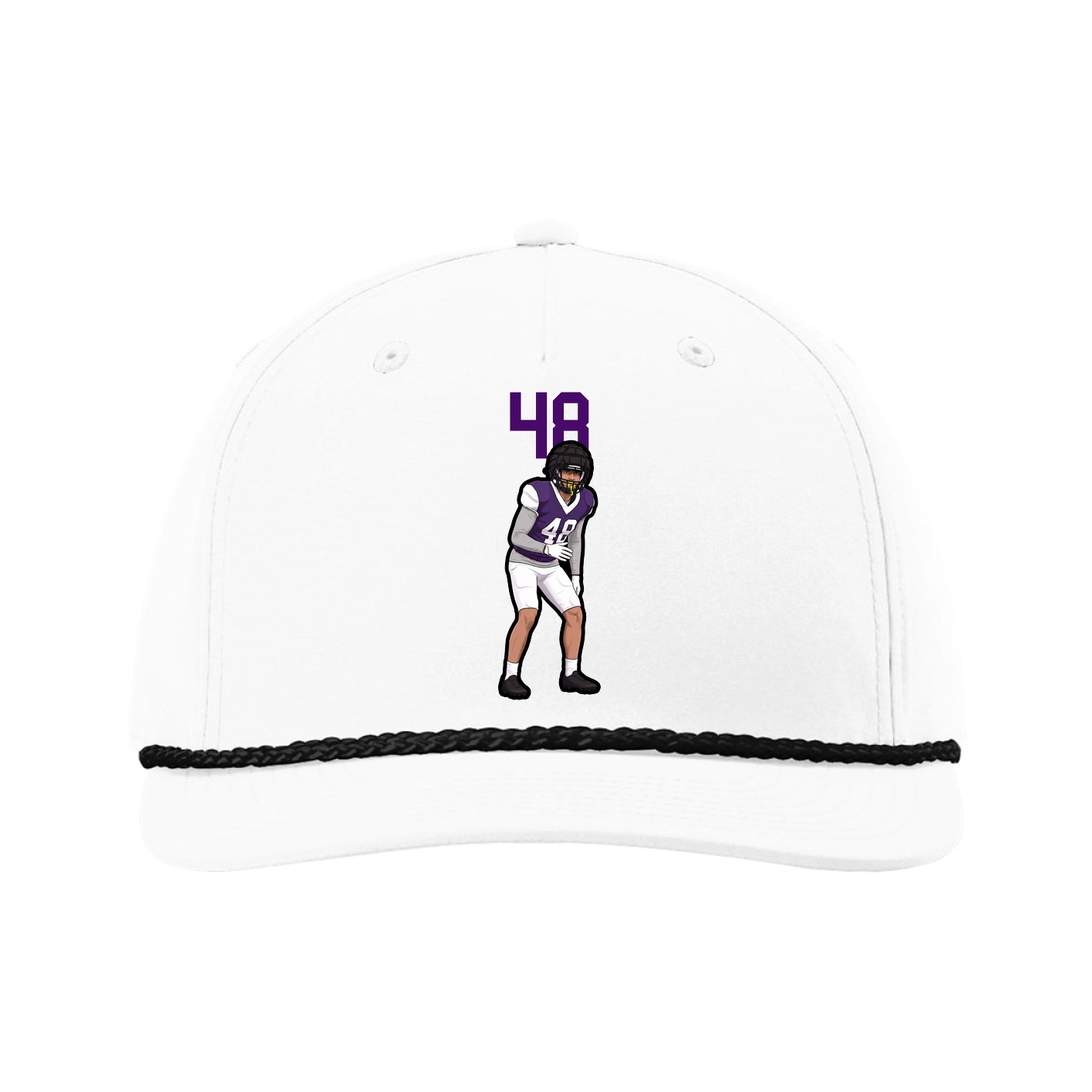 Five-Panel Classic Rope Cap — Number Top in White