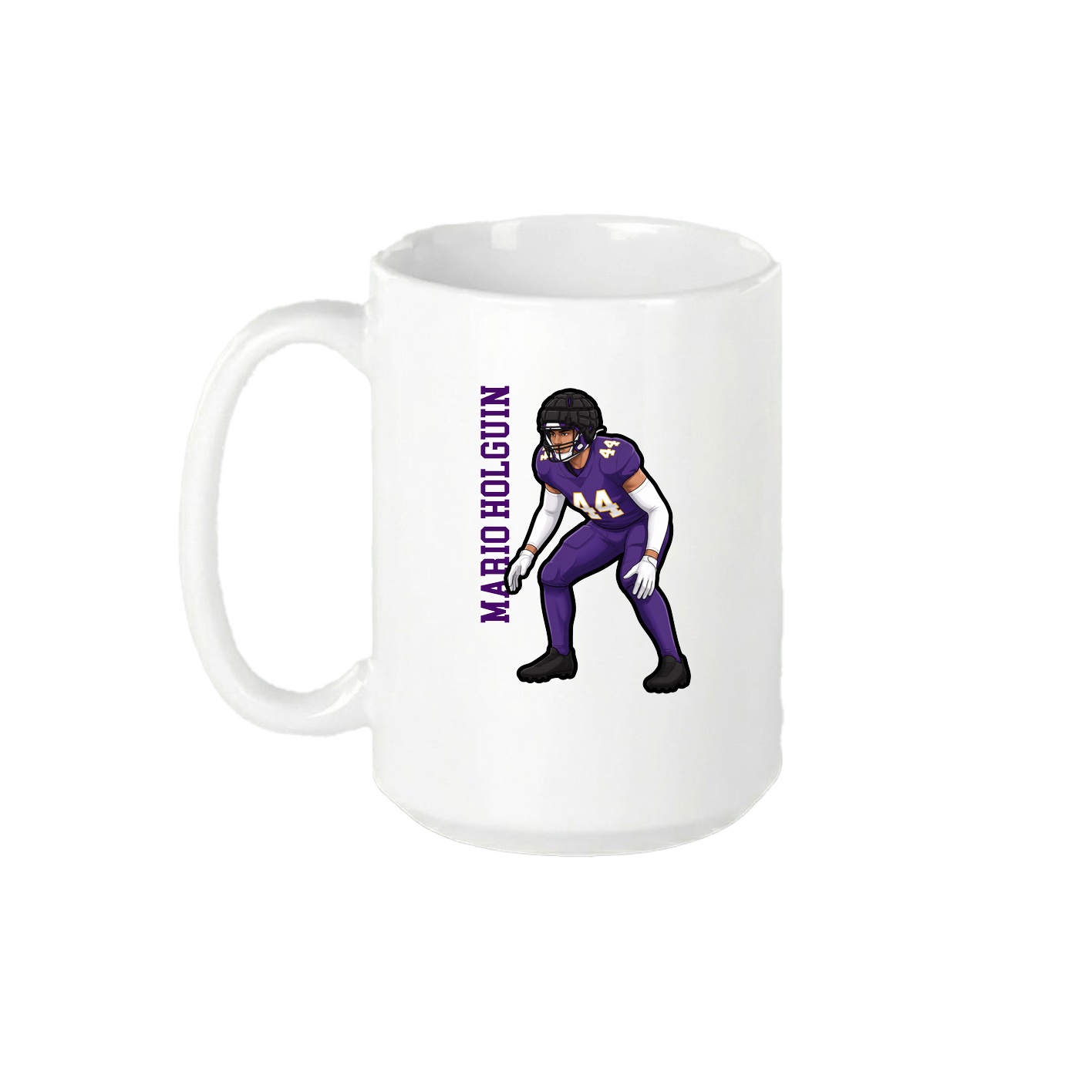 15oz Coffee Mug — Name Vertical in White