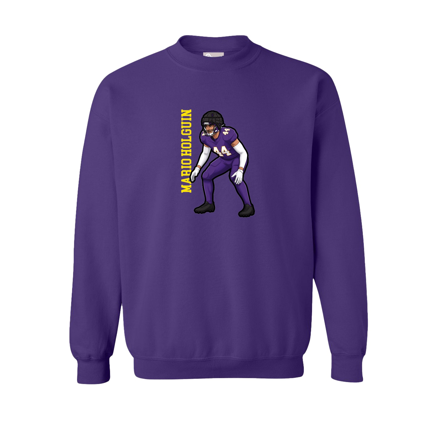 Fleece Crew — Name Vertical in Purple