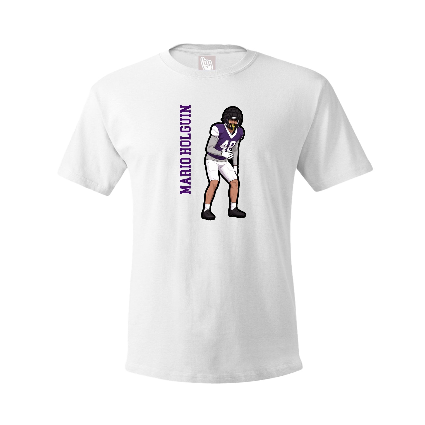 Youth Tee — Name Vertical in White