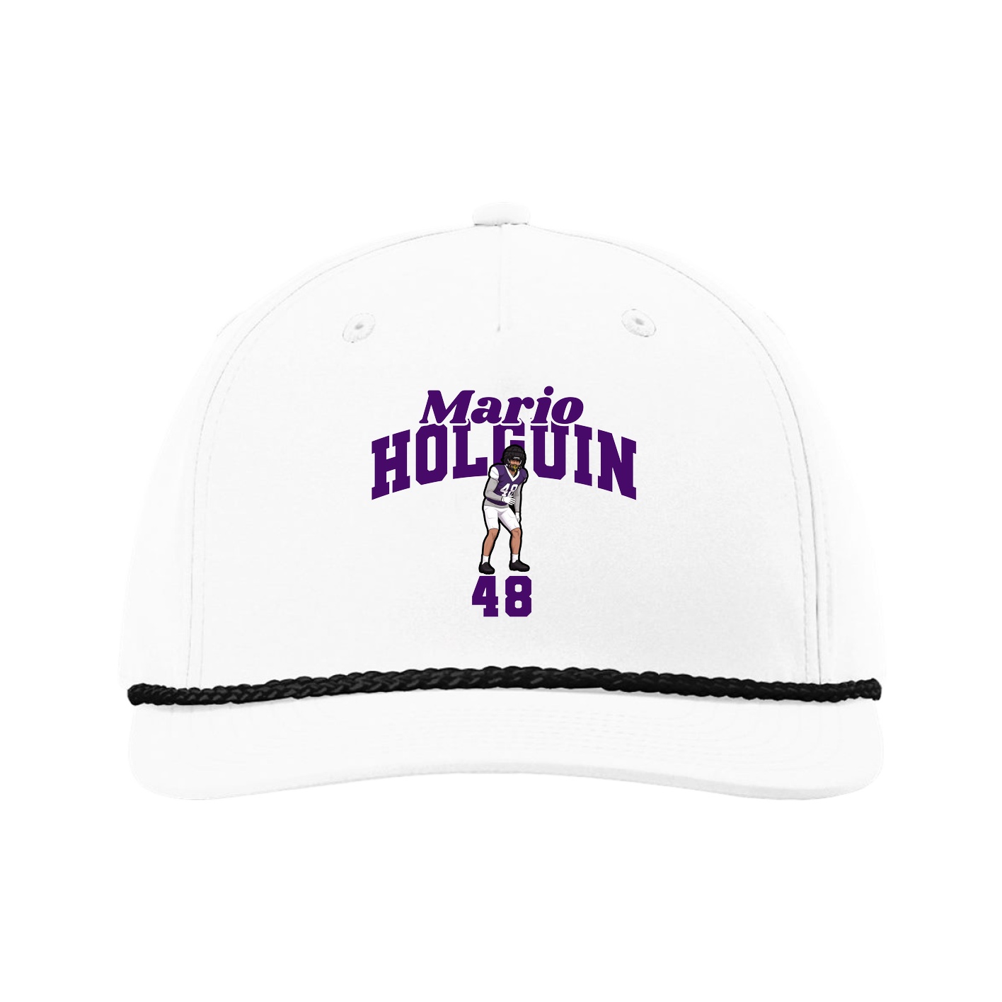 Five-Panel Classic Rope Cap — Signature Arch in White
