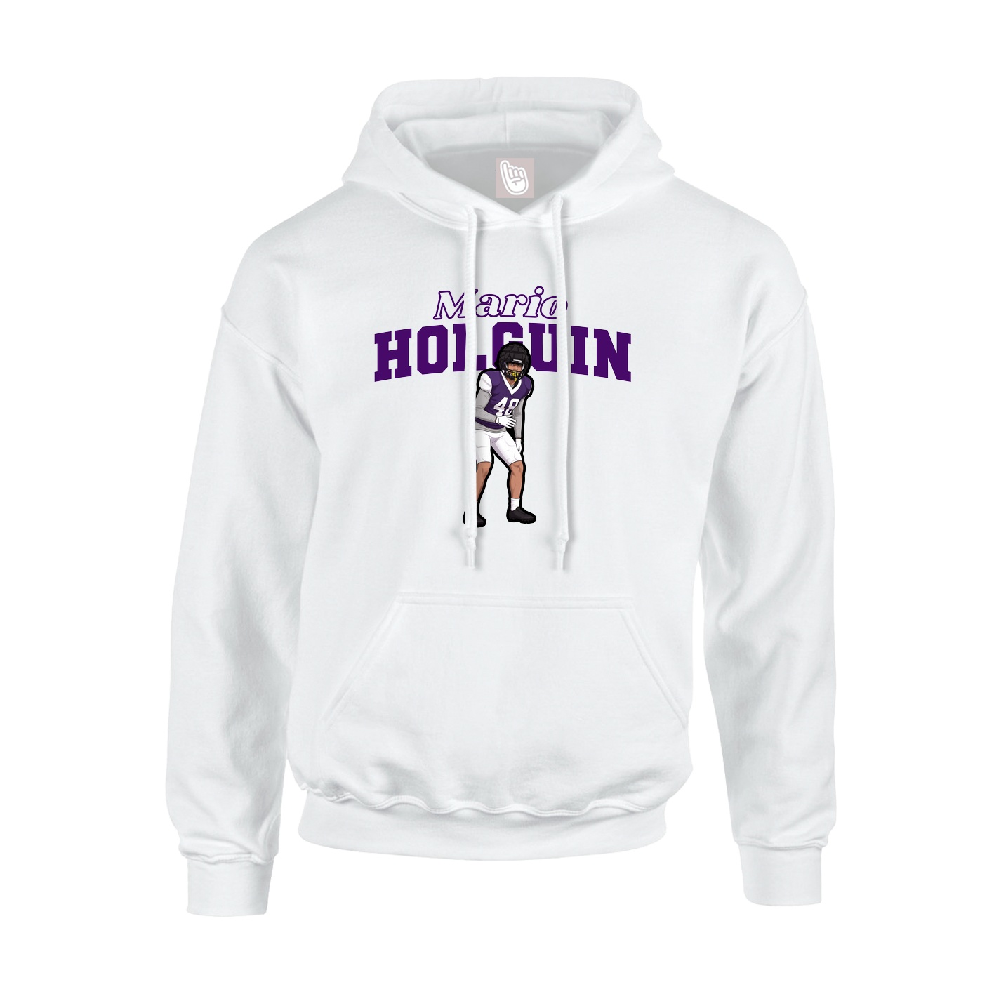 Youth Hoodie — Name Arch in White