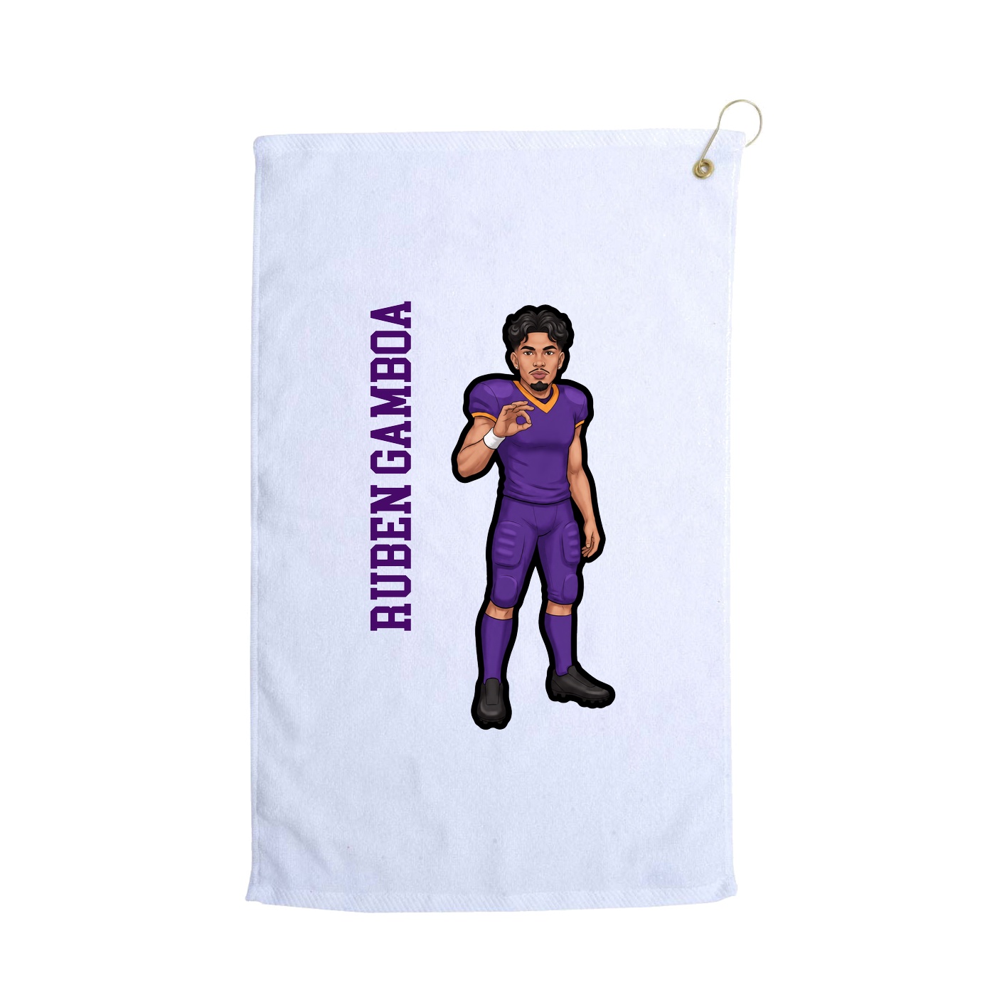 Golf Towel — Name Vertical in White