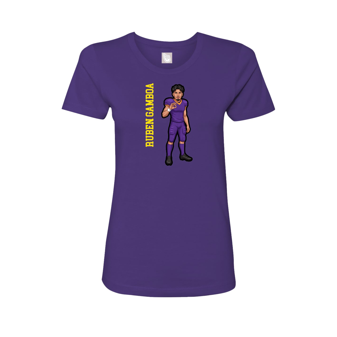 Fitted Women's Tee — Name Vertical in Purple