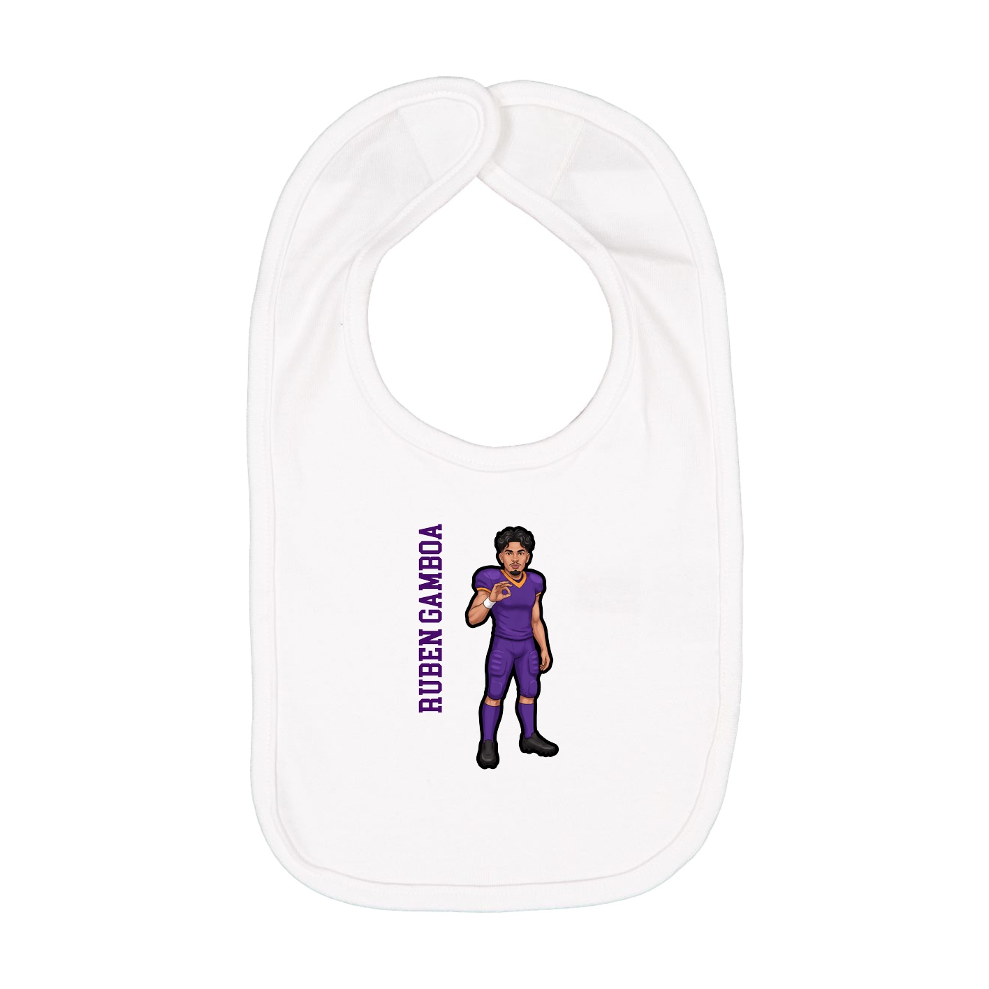 Infant Bib — Name Vertical in White