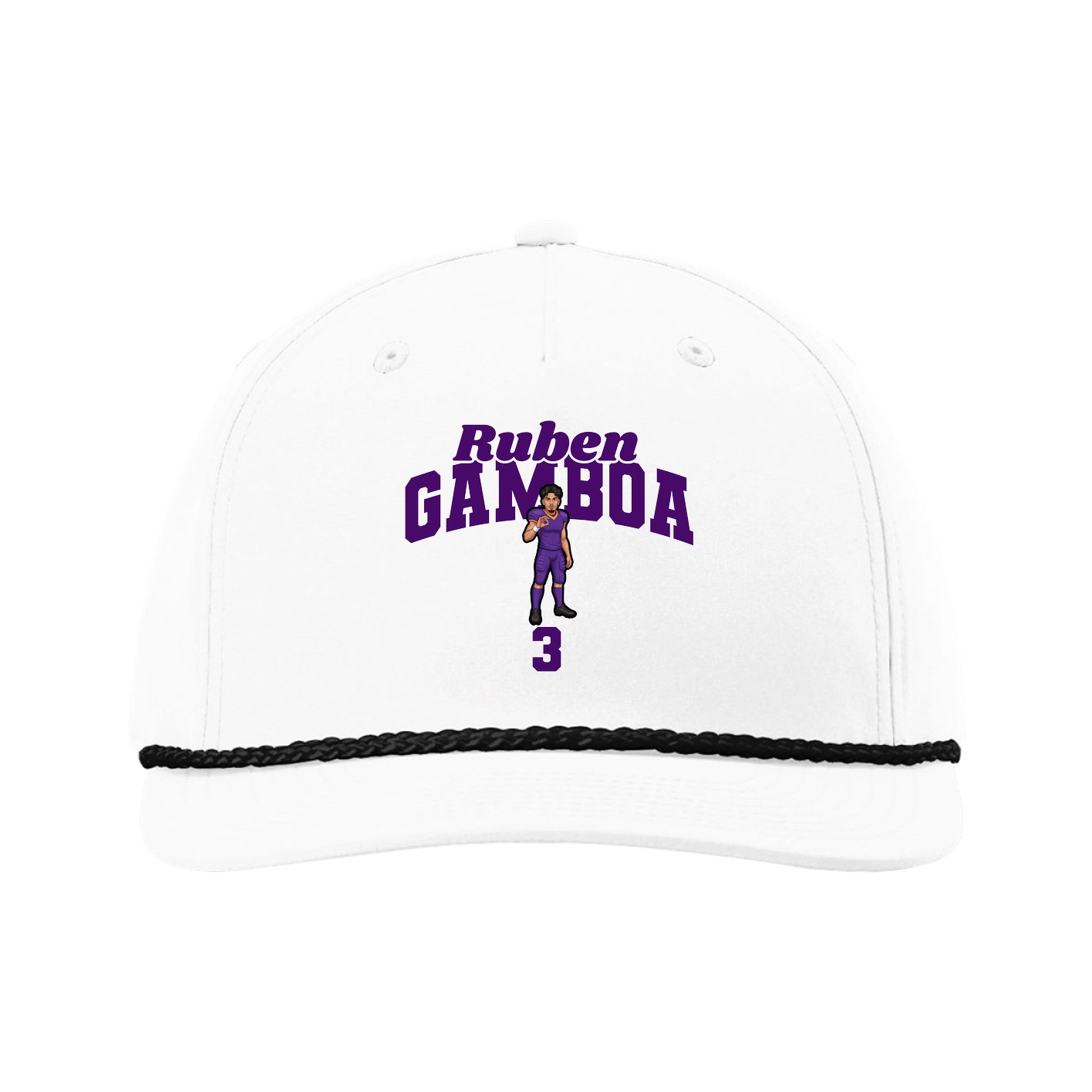 Five-Panel Classic Rope Cap — Signature Arch in White