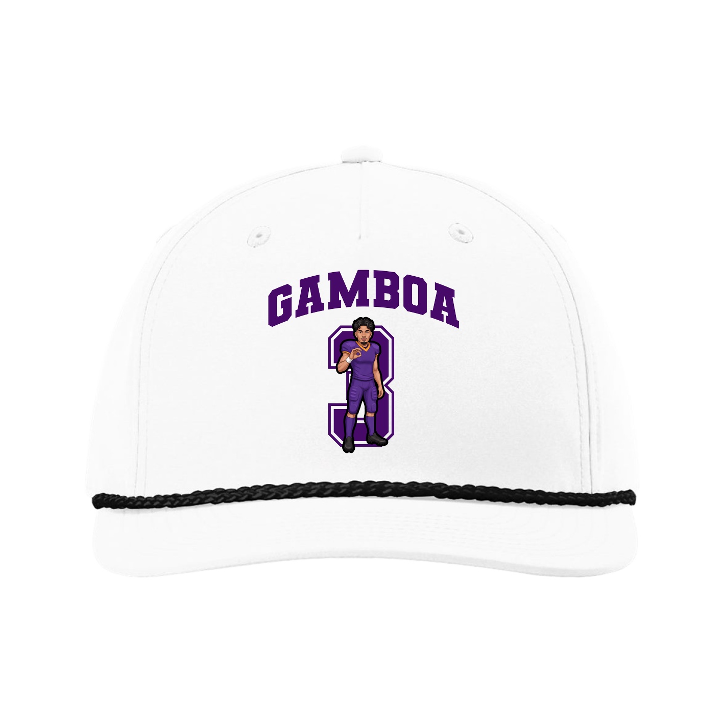 Five-Panel Classic Rope Cap — Number in White
