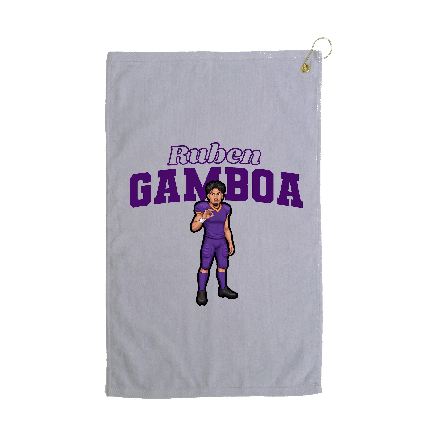 Golf Towel — Name Arch in Grey