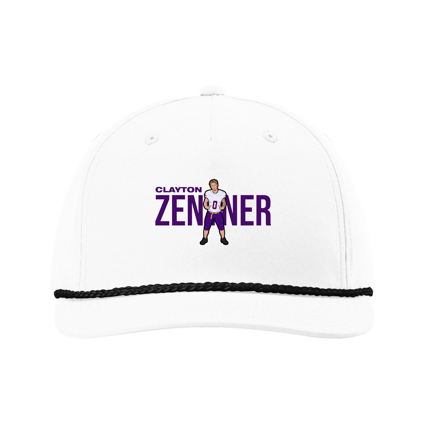 Five-Panel Classic Rope Cap — Player Name in White