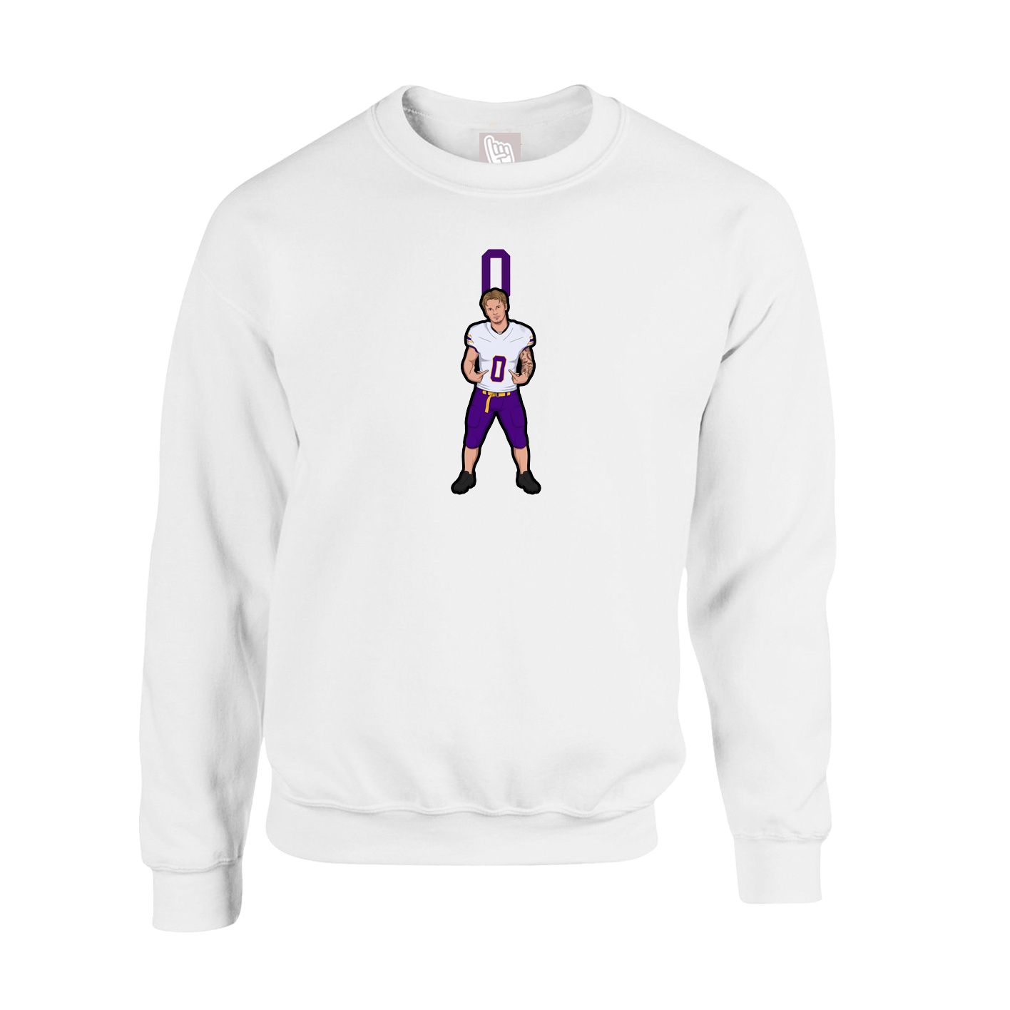 Fleece Crew — Number Top in White