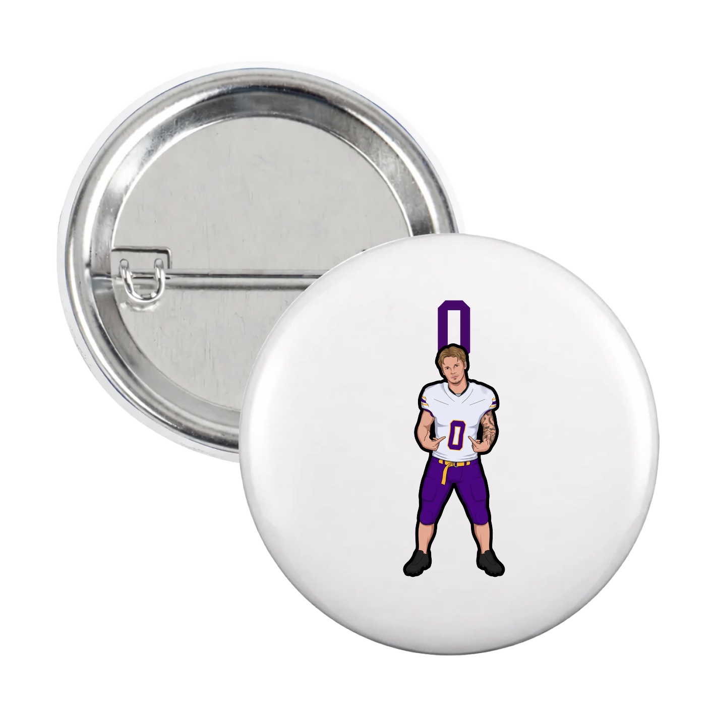 Game Day Button — Number Top in White