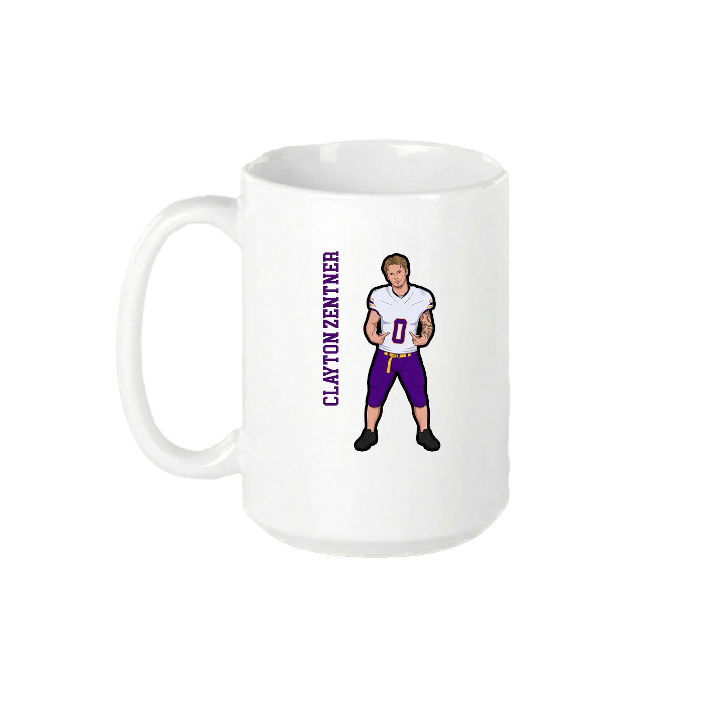 15oz Coffee Mug — Name Vertical in White