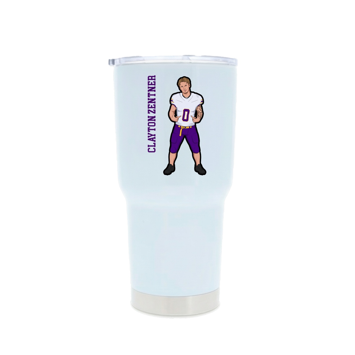 30oz Stainless Steel Tumbler — Name Vertical in White
