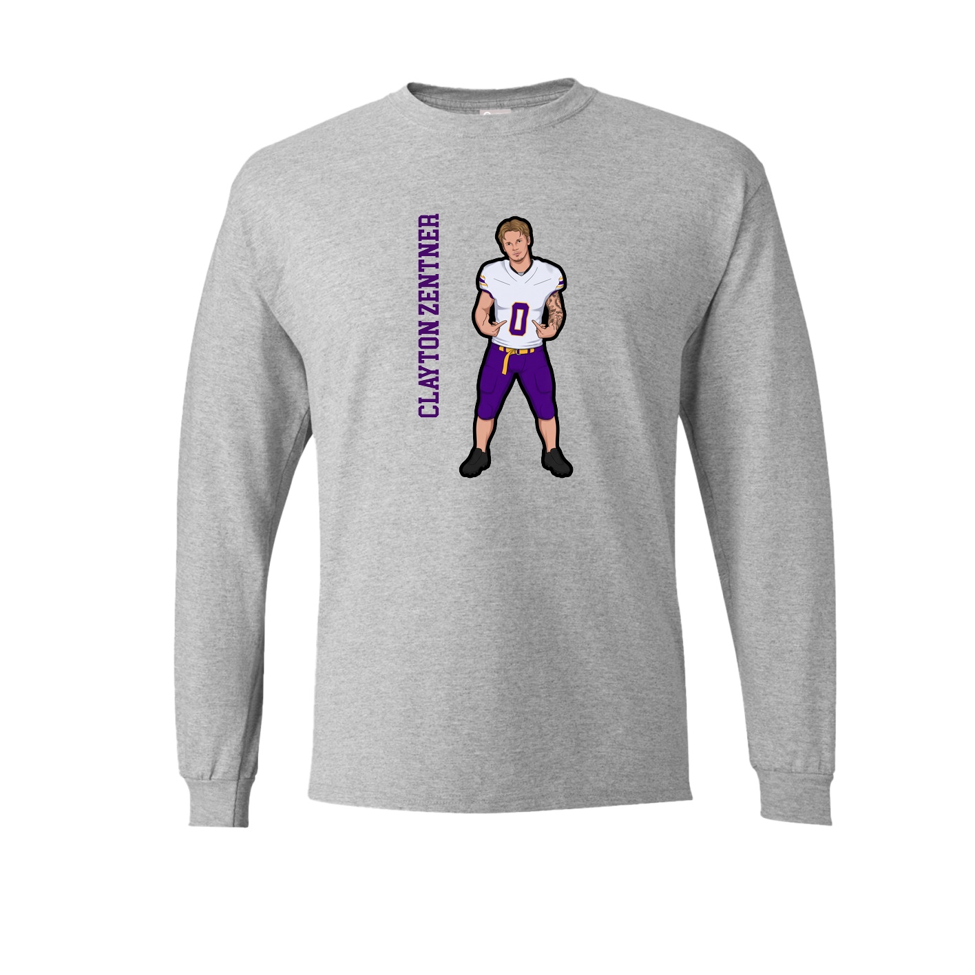 Long Sleeve Tee — Name Vertical in Grey