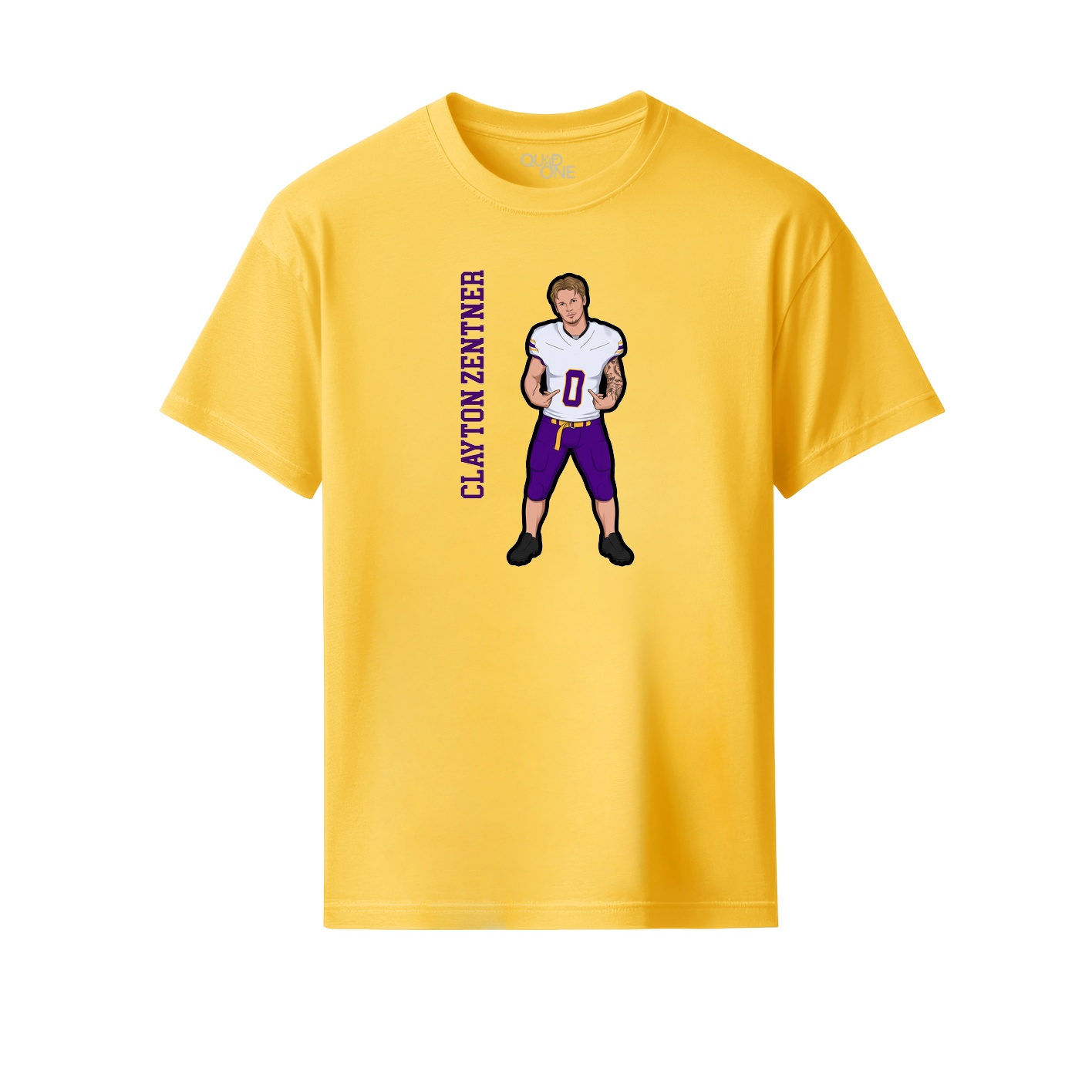 Youth Tee — Name Vertical in Yellow