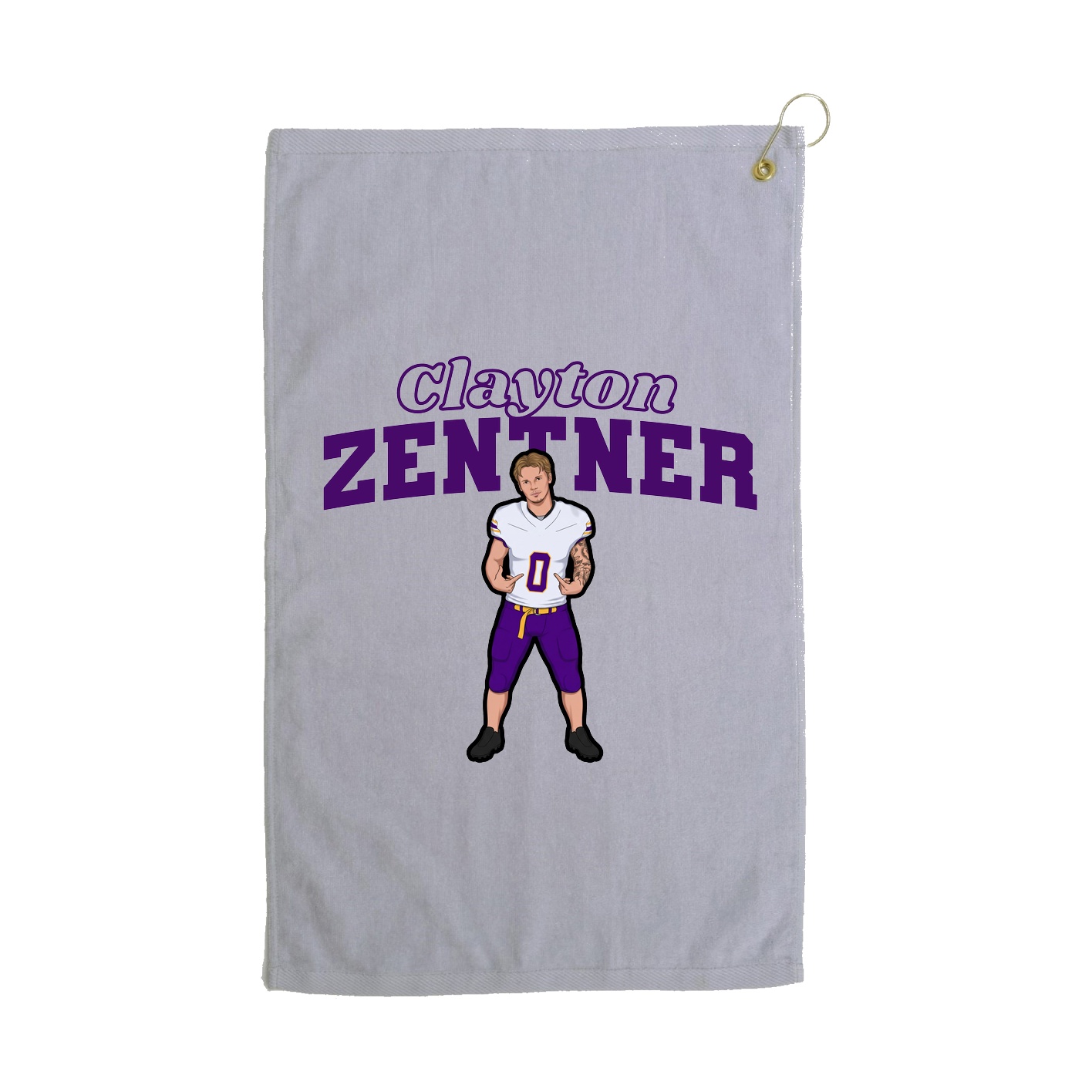 Golf Towel — Name Arch in Grey