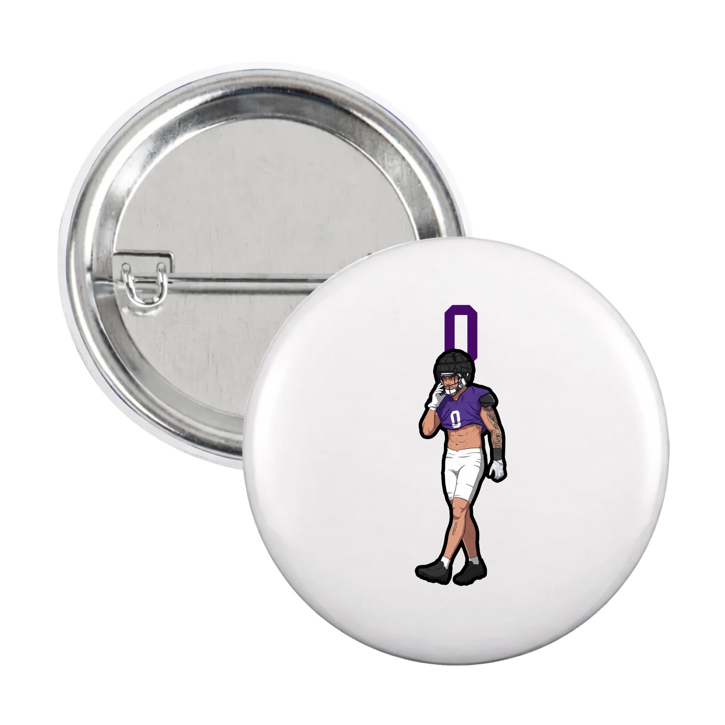 Game Day Button — Number Top in White