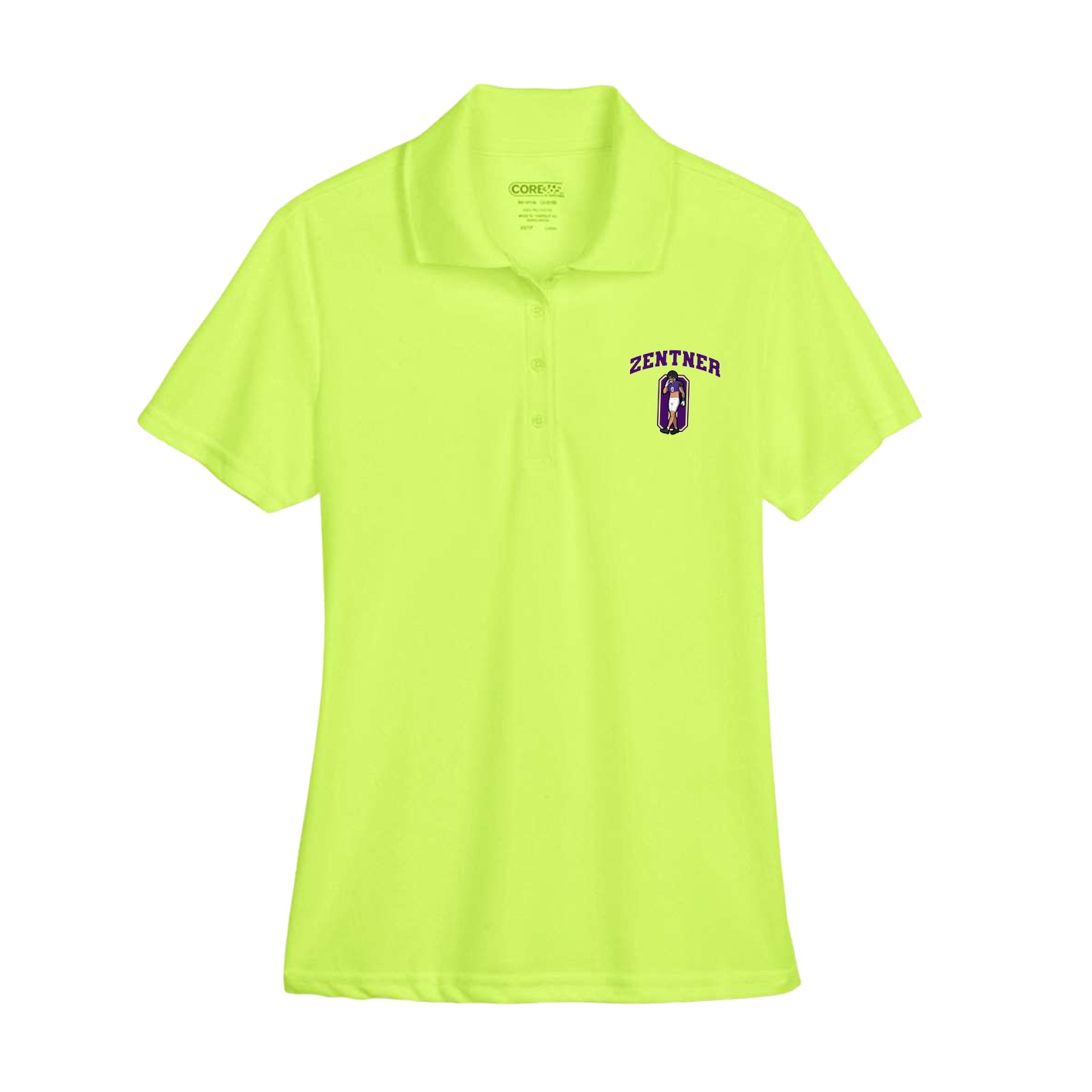 Womens Performance Polo — Number in Yellow
