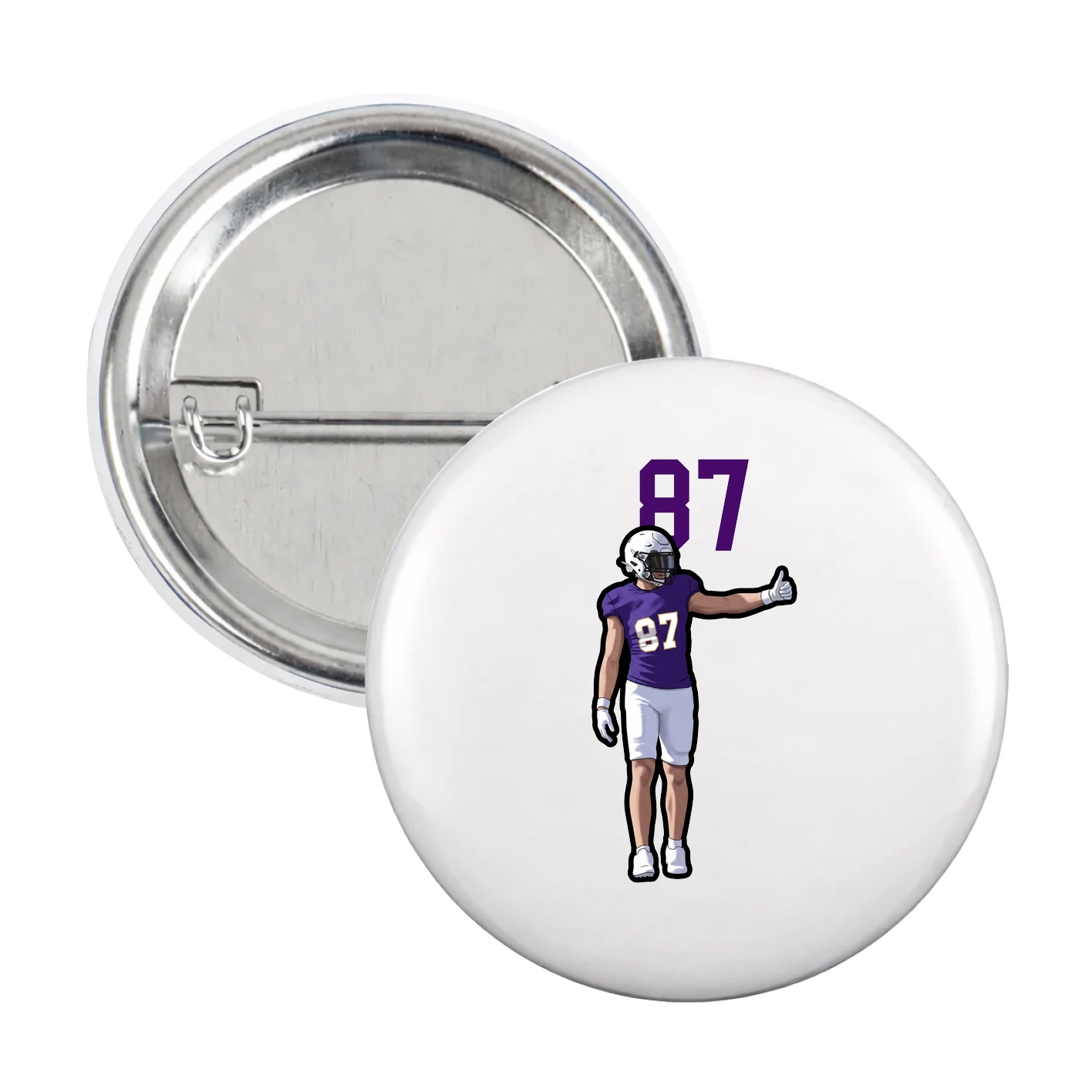 Game Day Button — Number Top in White