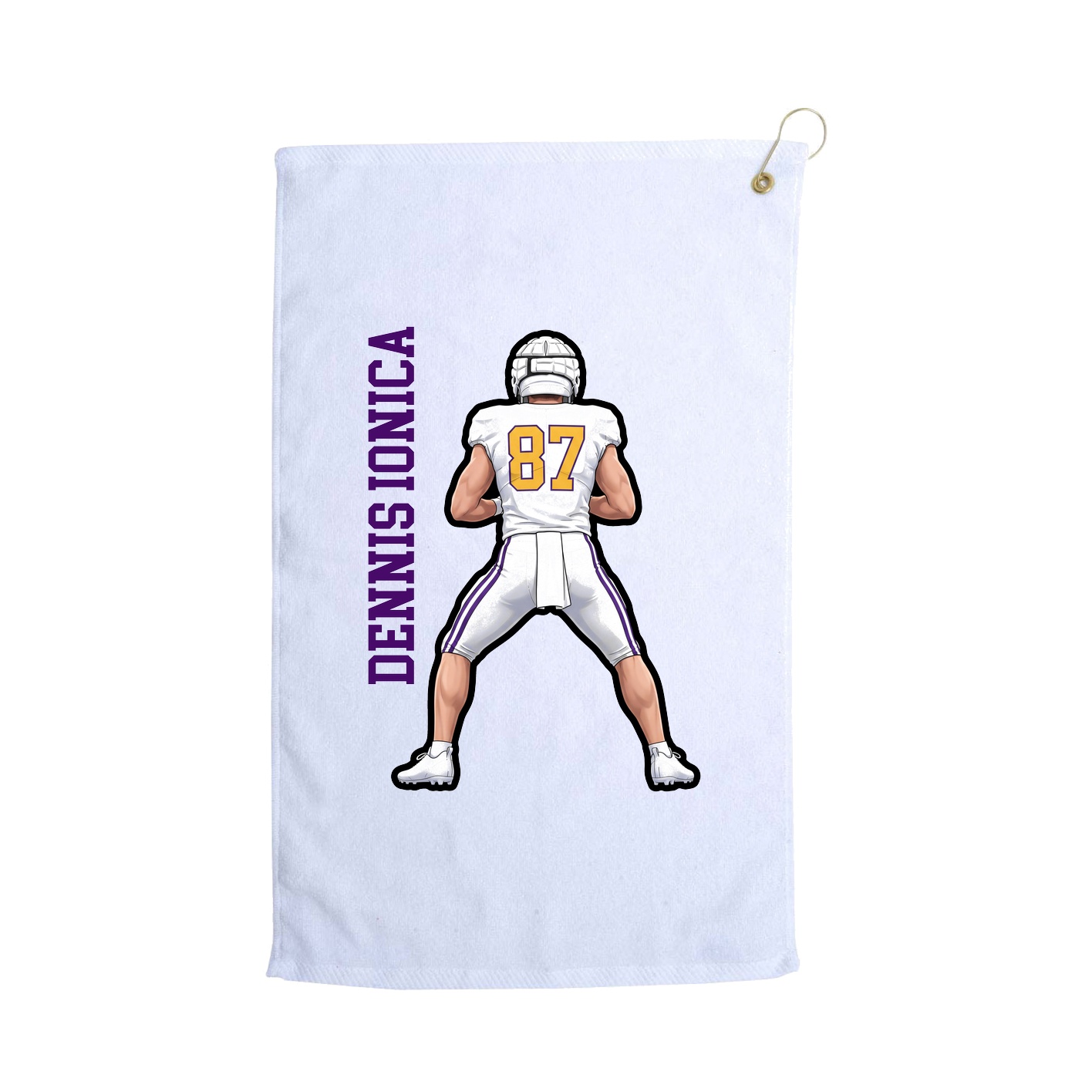 Golf Towel — Name Vertical in White