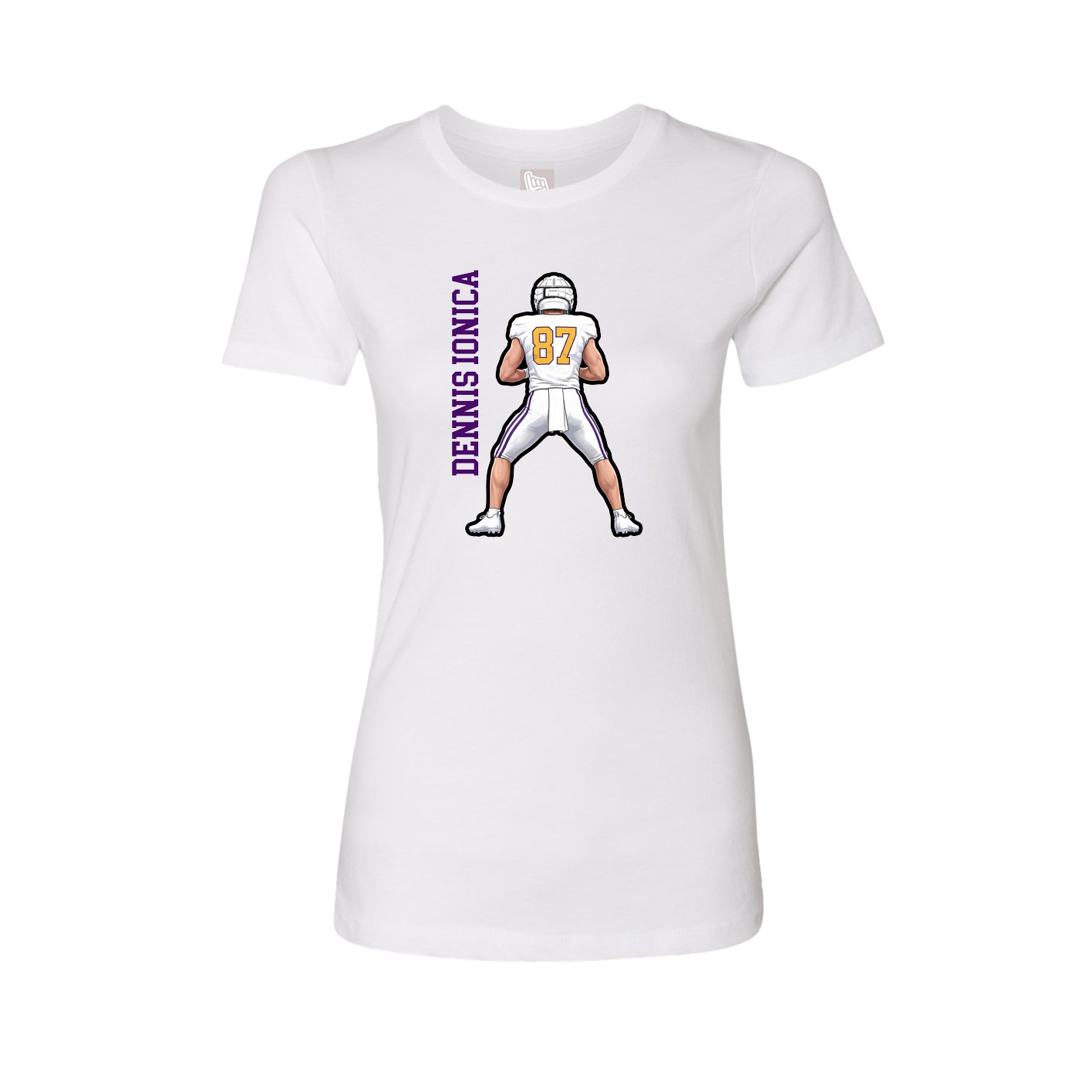 Fitted Women's Tee — Name Vertical in White