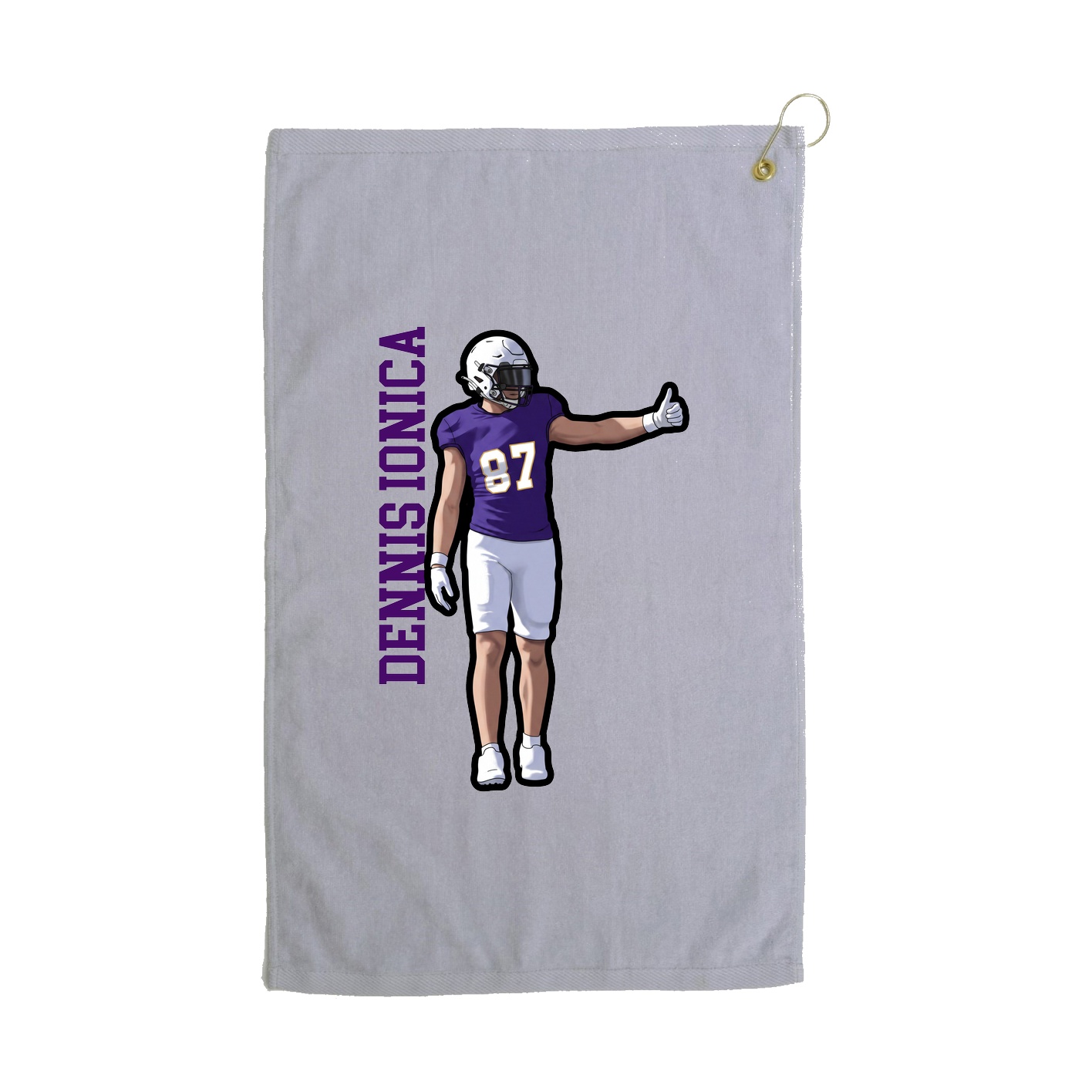 Golf Towel — Name Vertical in Grey