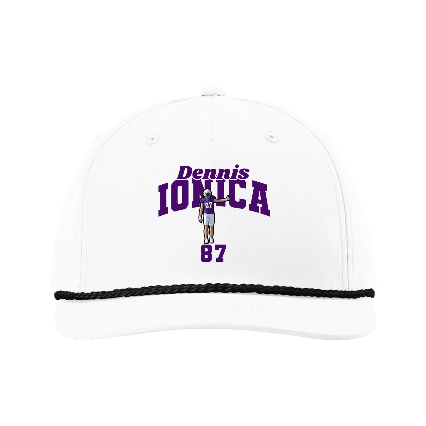 Five-Panel Classic Rope Cap — Signature Arch in White