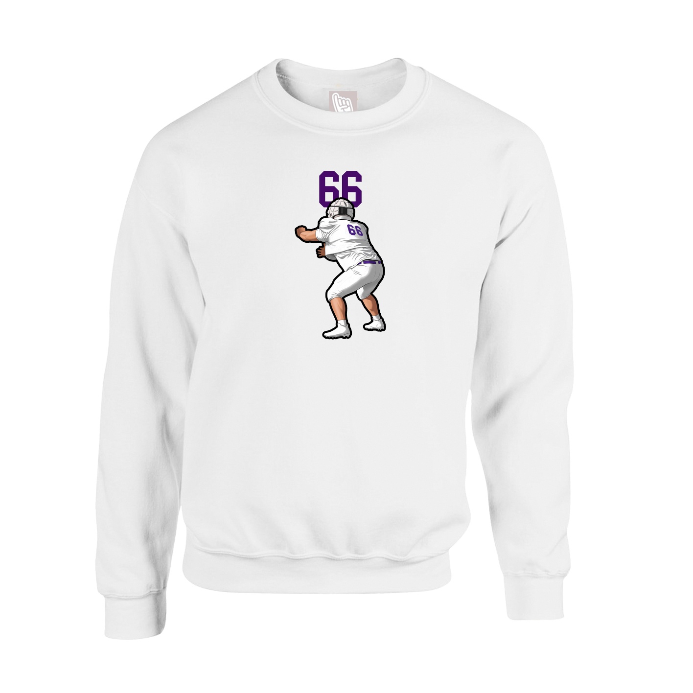 Fleece Crew — Number Top in White