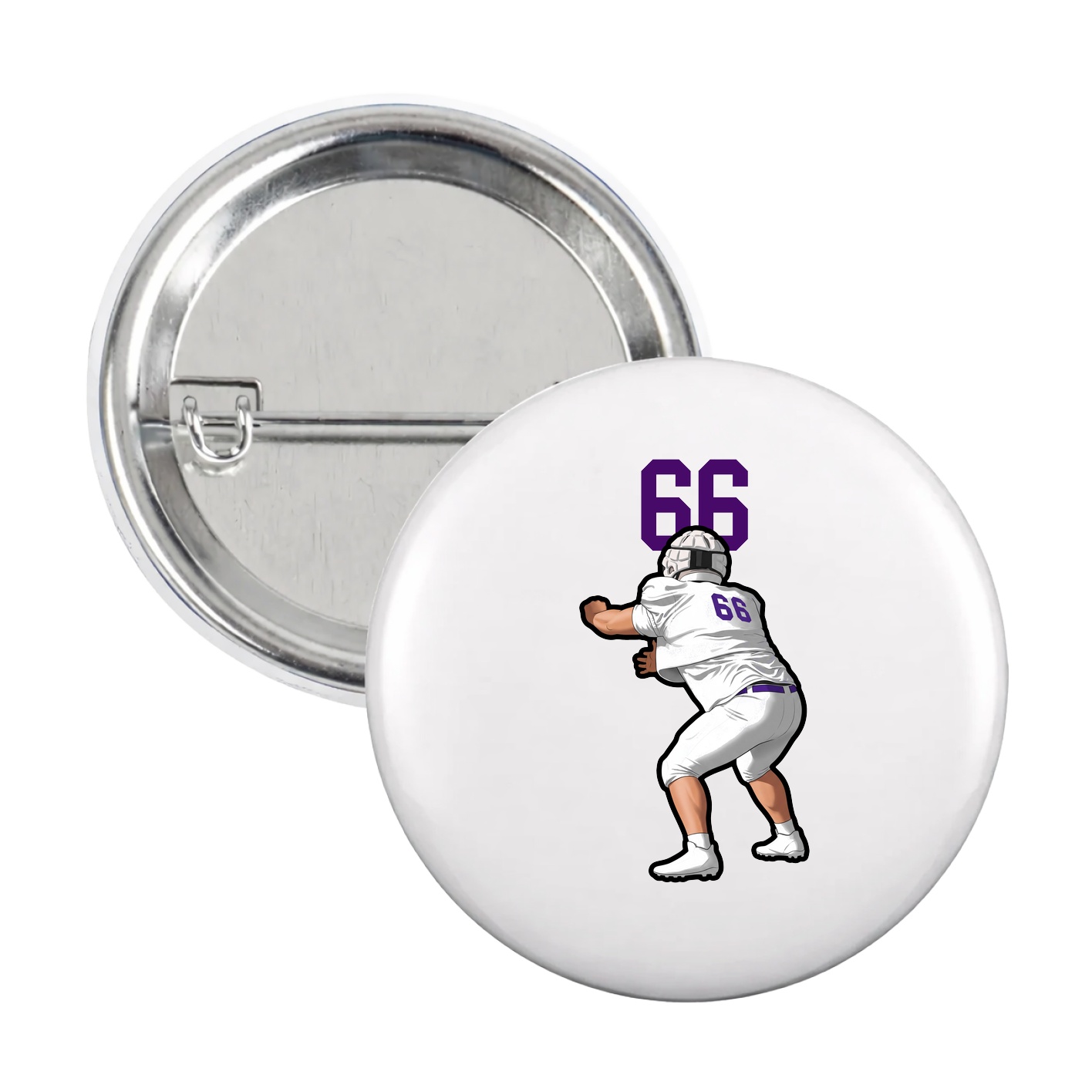Game Day Button — Number Top in White