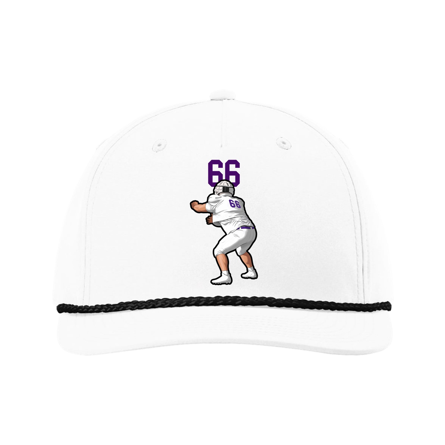 Five-Panel Classic Rope Cap — Number Top in White