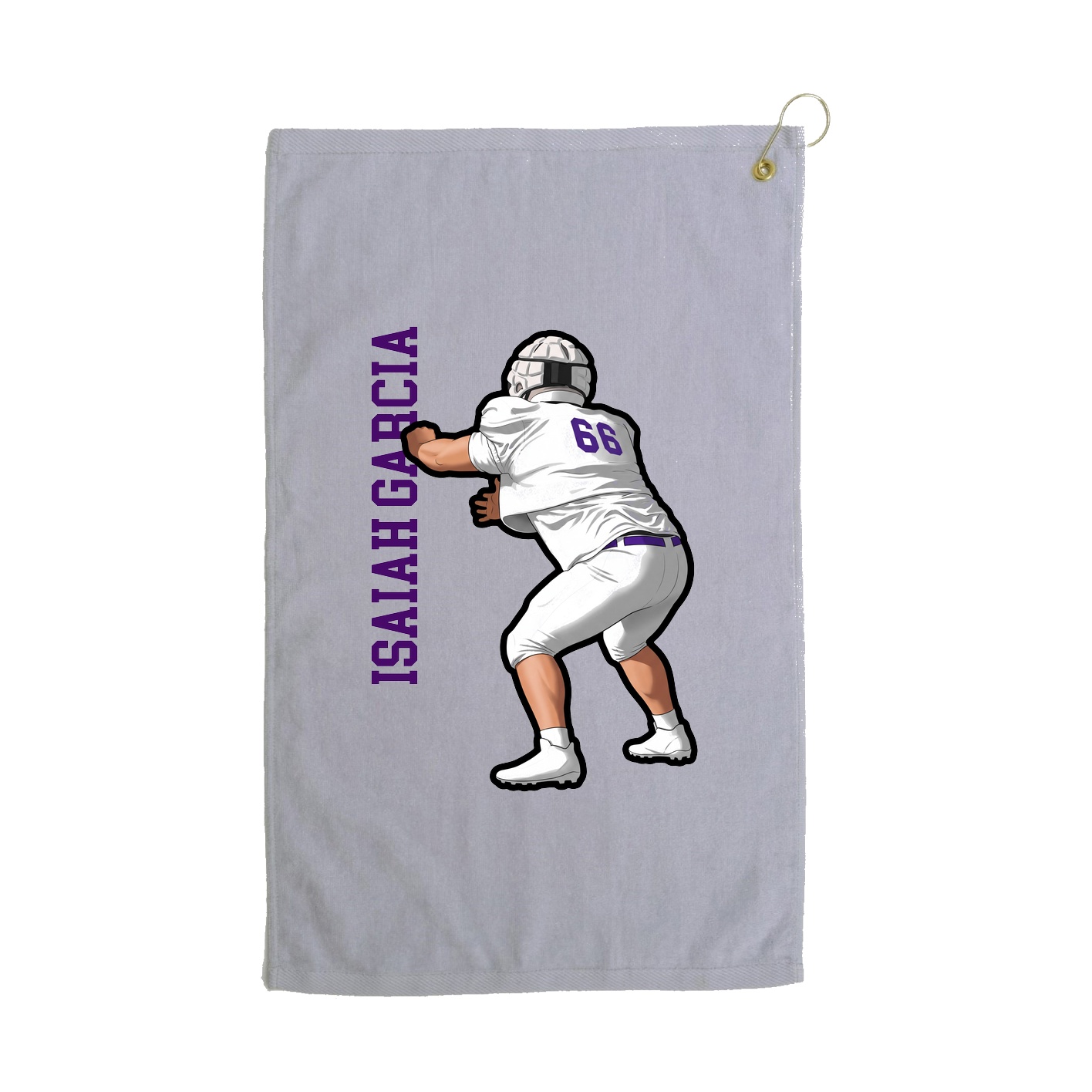 Golf Towel — Name Vertical in Grey