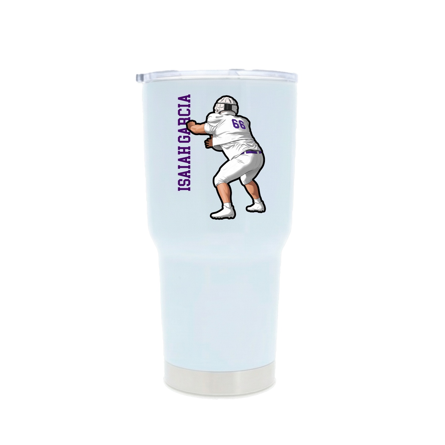 30oz Stainless Steel Tumbler — Name Vertical in White