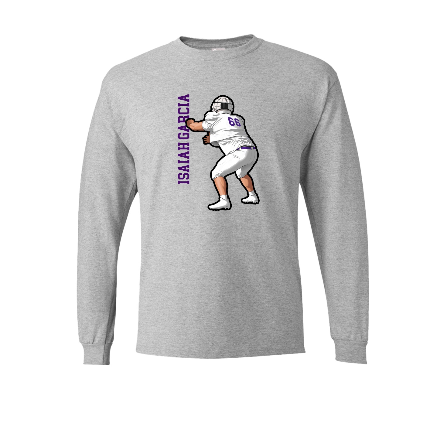 Long Sleeve Tee — Name Vertical in Grey