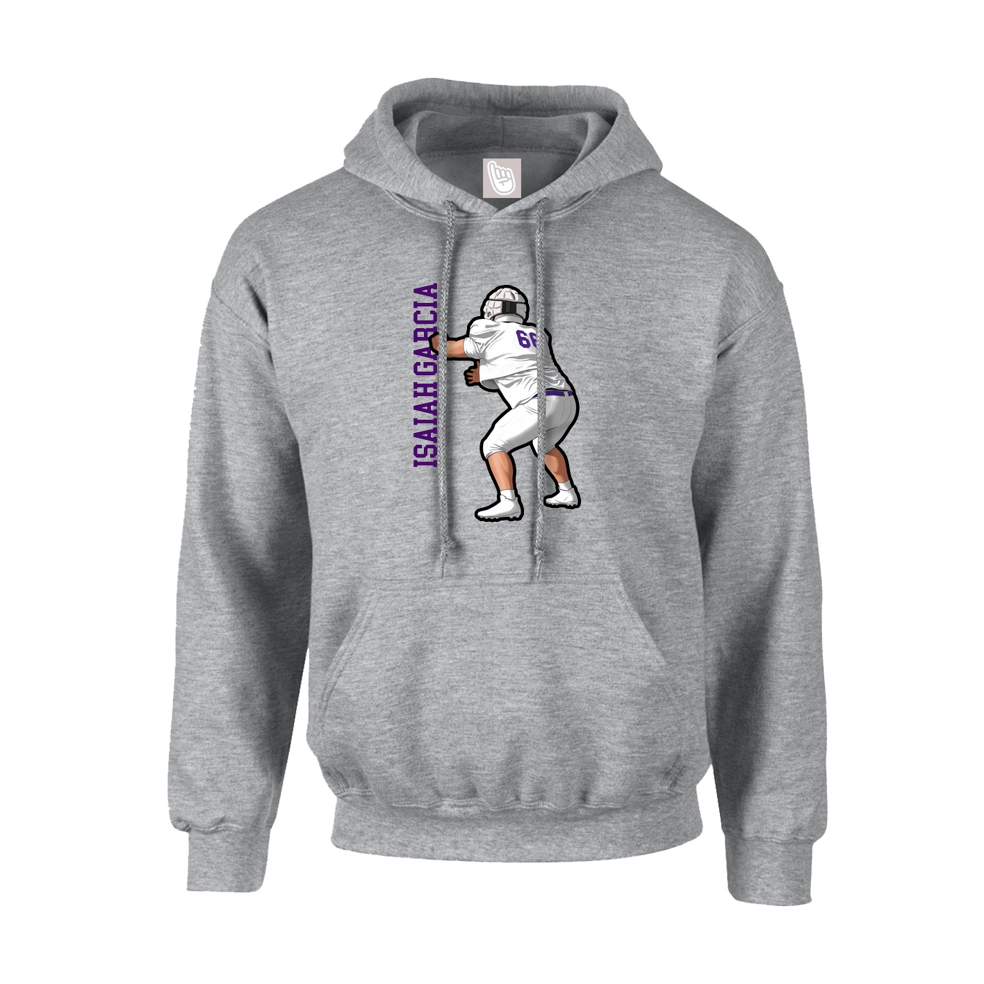Youth Hoodie — Name Vertical in Grey