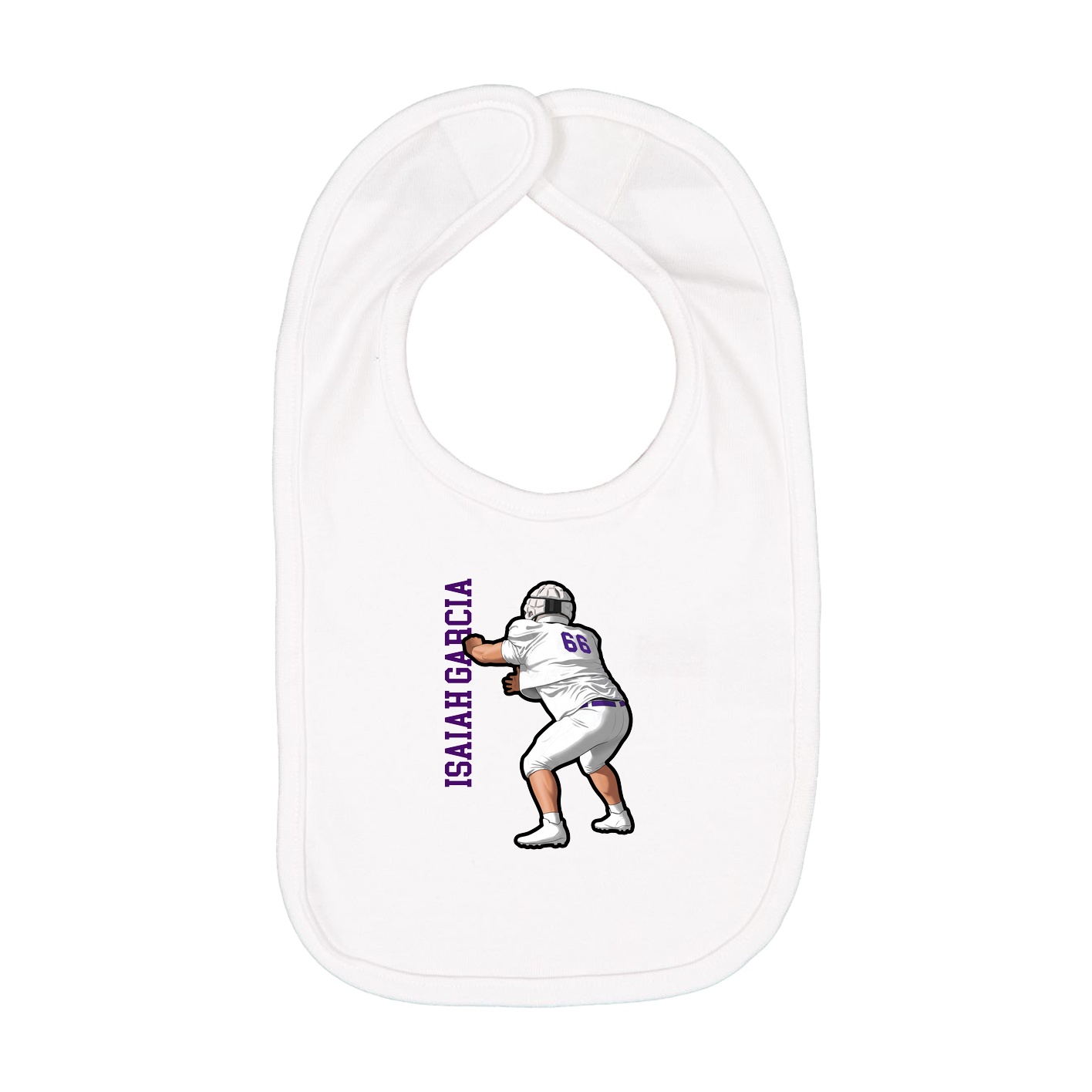 Infant Bib — Name Vertical in White