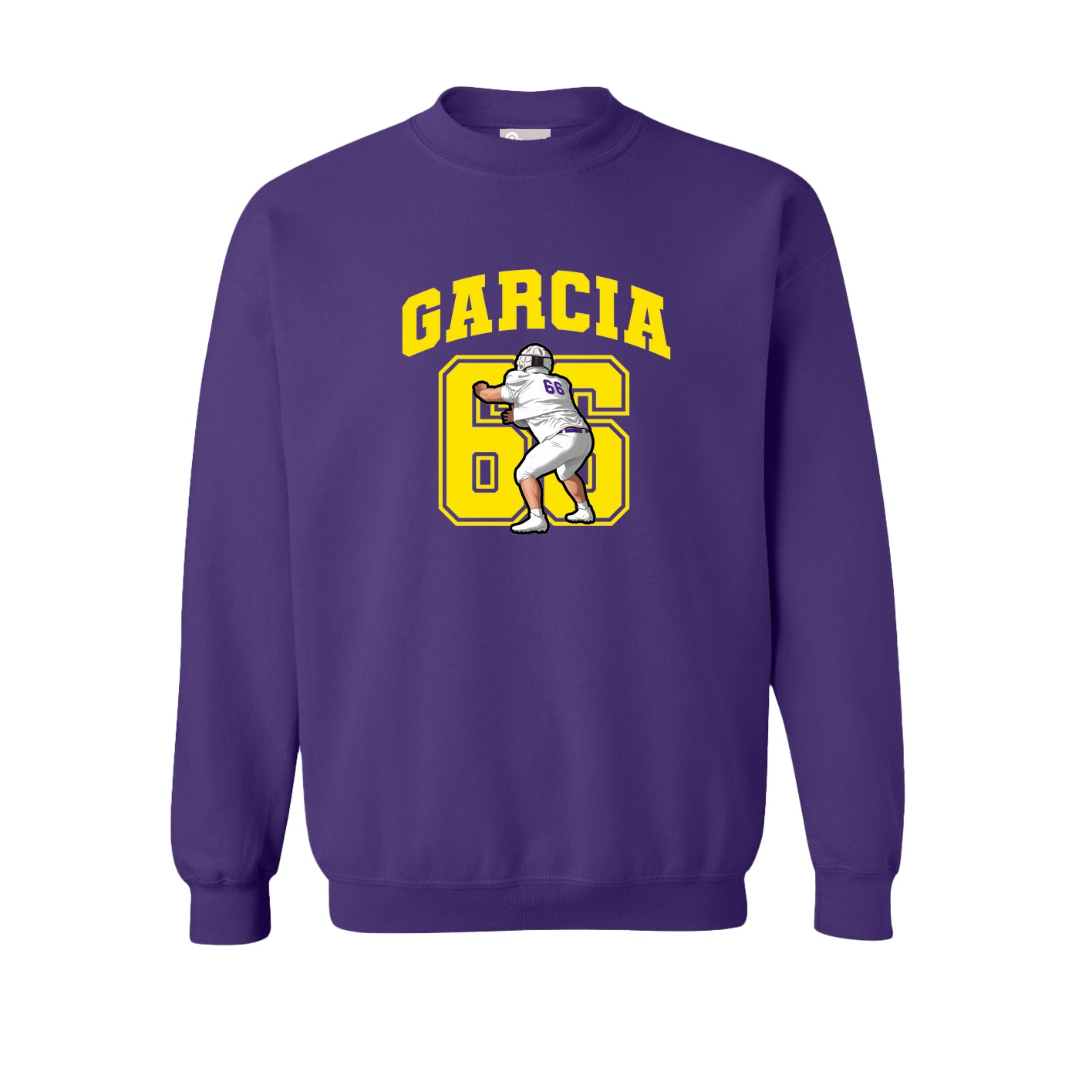 Fleece Crew — Number in Purple