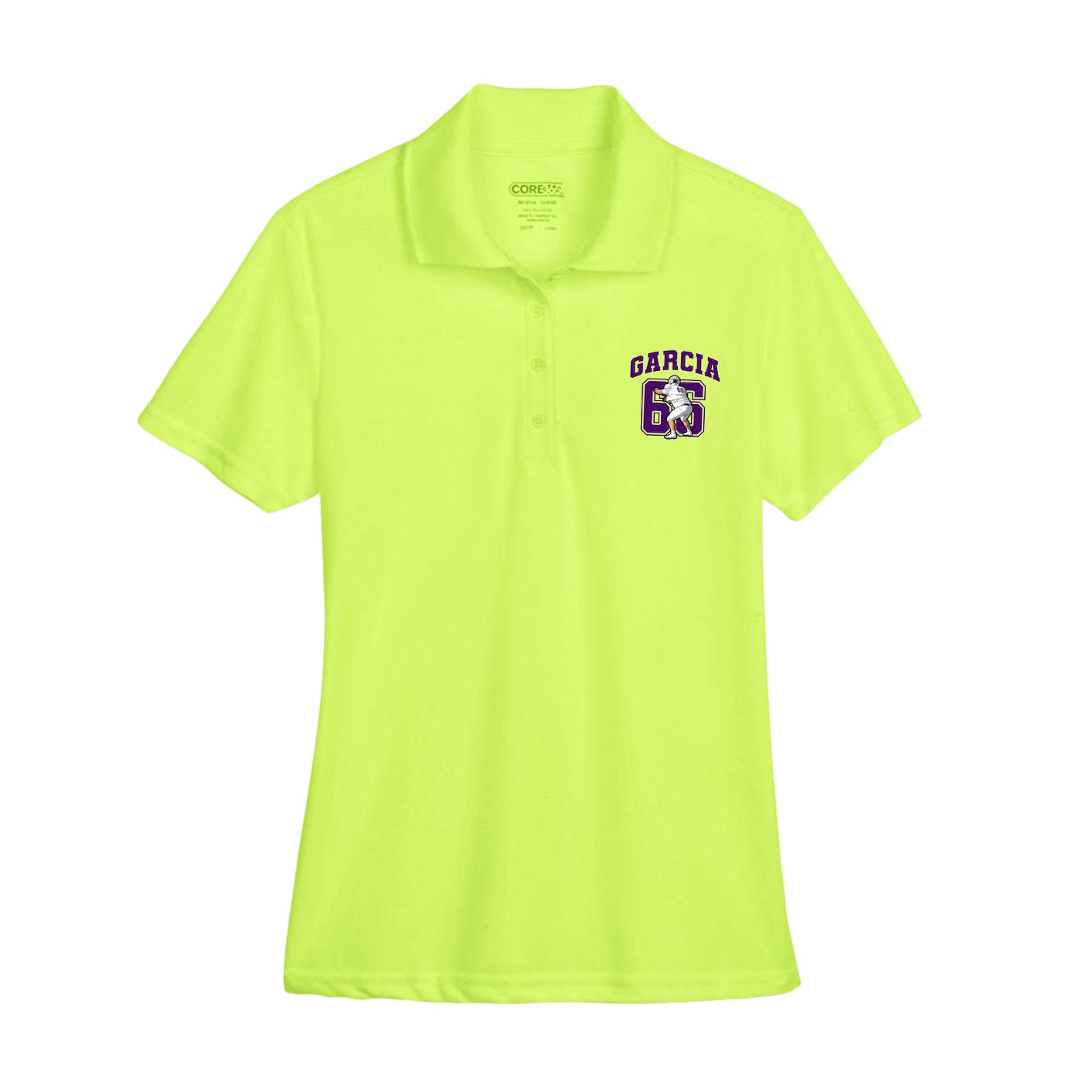 Womens Performance Polo — Number in Yellow