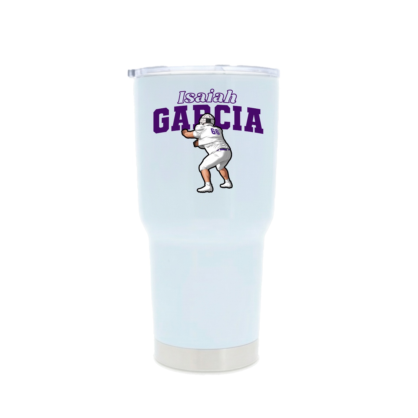 30oz Stainless Steel Tumbler — Name Arch in White