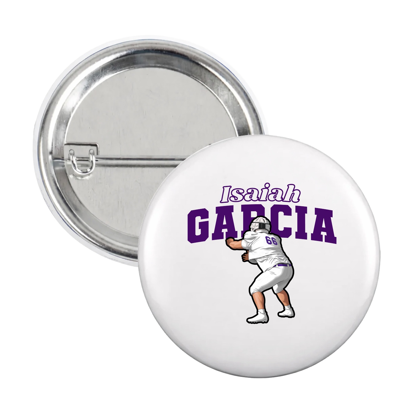 Game Day Button — Name Arch in White