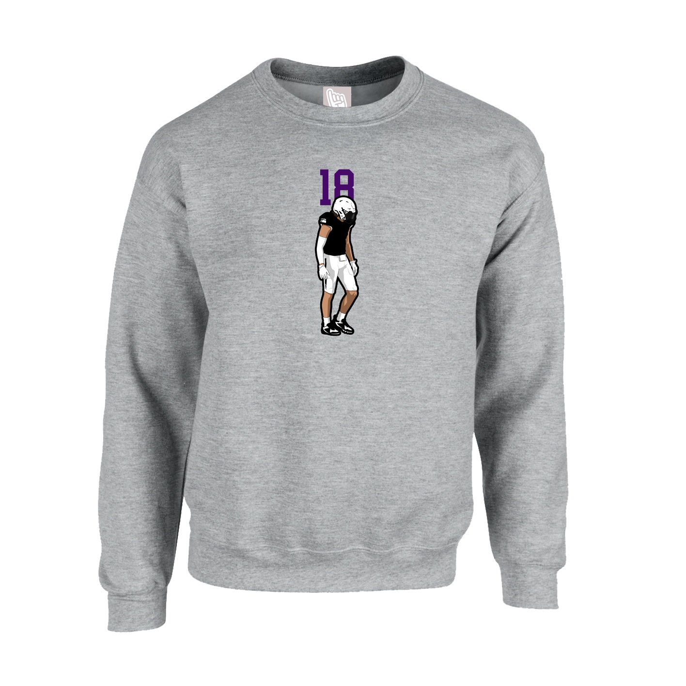 Fleece Crew — Number Top in Grey