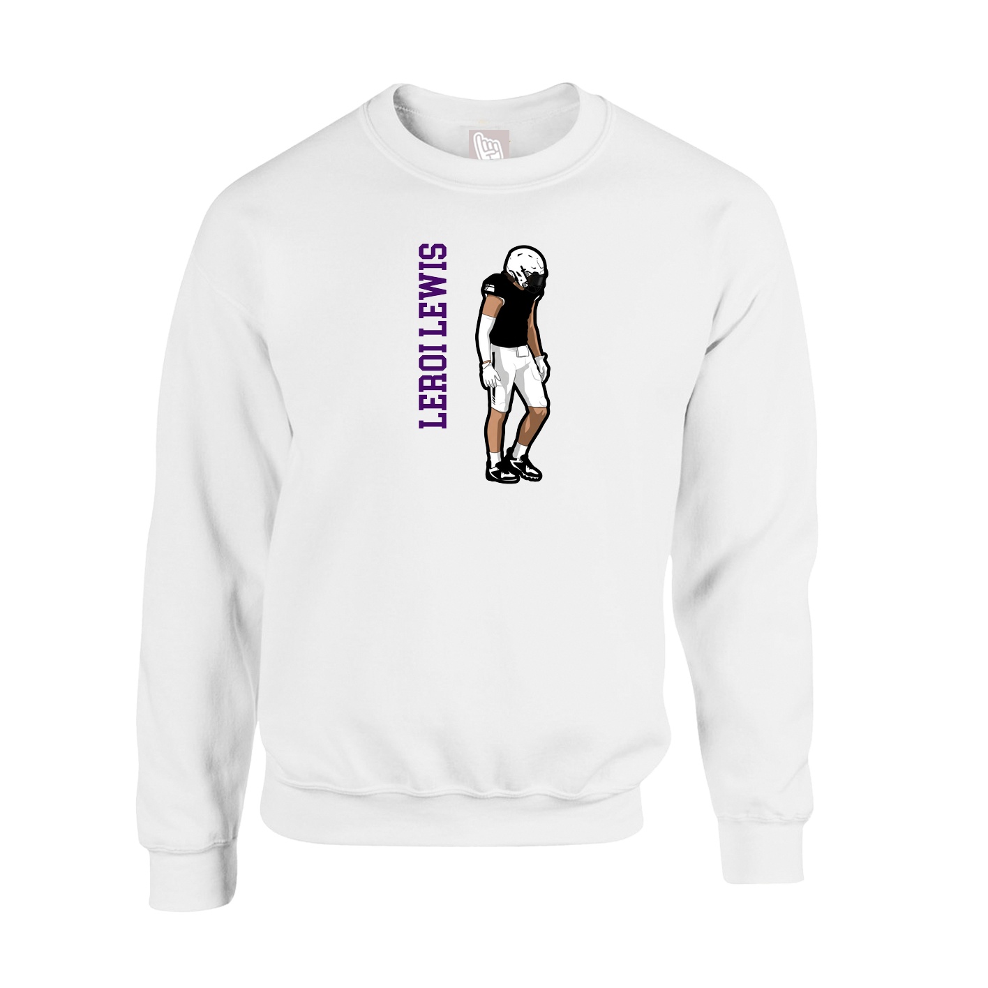 Fleece Crew — Name Vertical in White