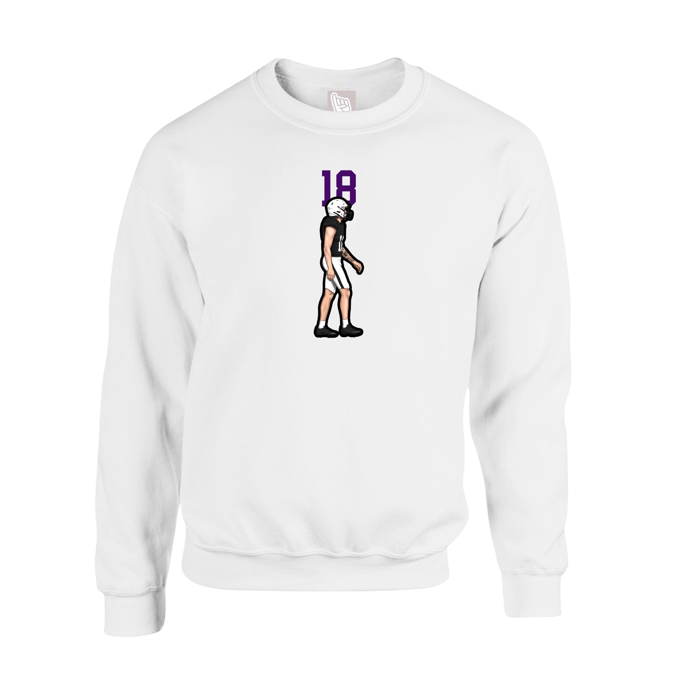 Fleece Crew — Number Top in White